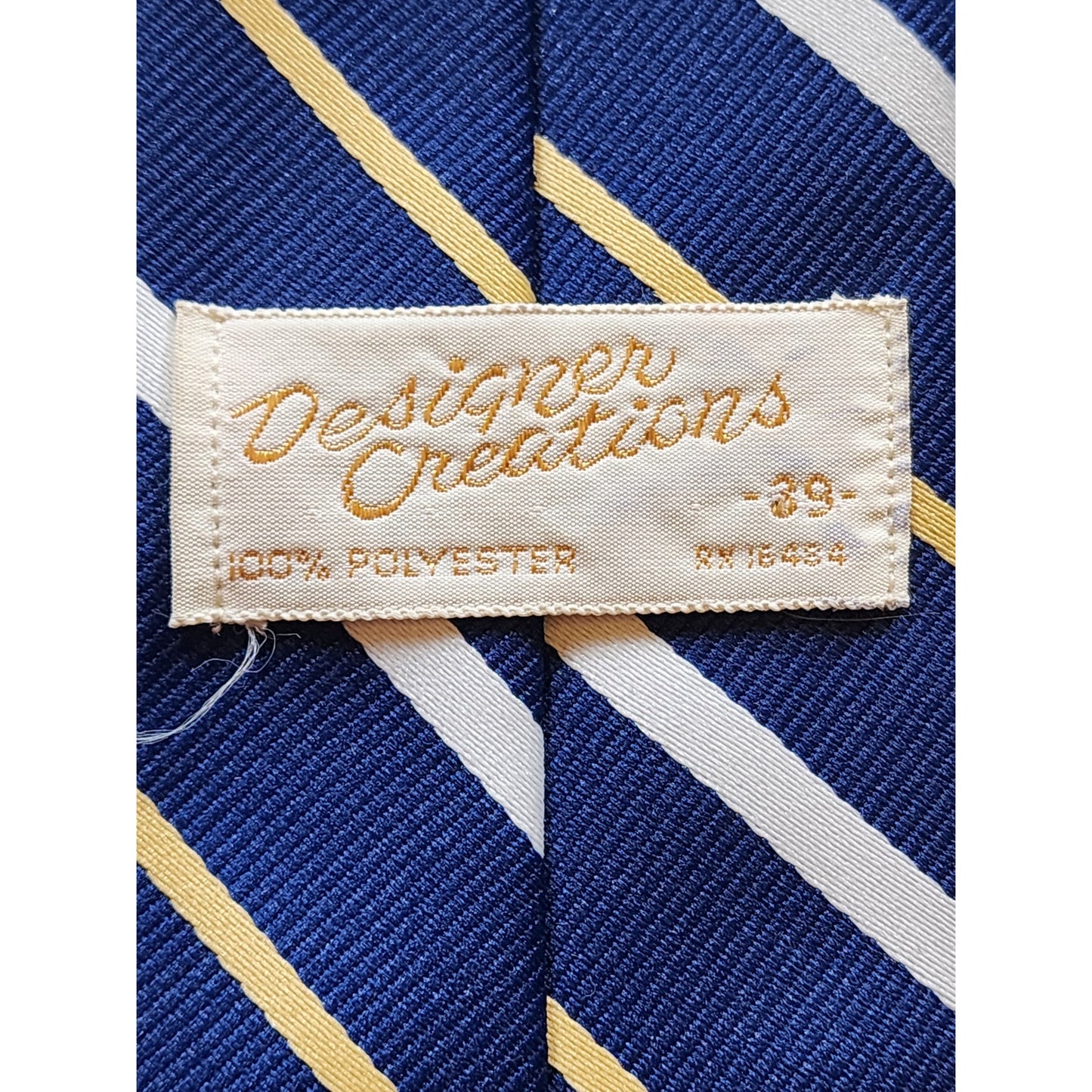 Vintage Designer Creations Mens Tie Necktie Blue Yellow White Stripes Office