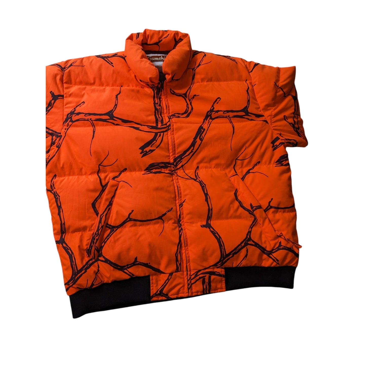 Gamehide Reversible Hunting Jacket Mens Large Brown Blaze Orange Camo Puffer