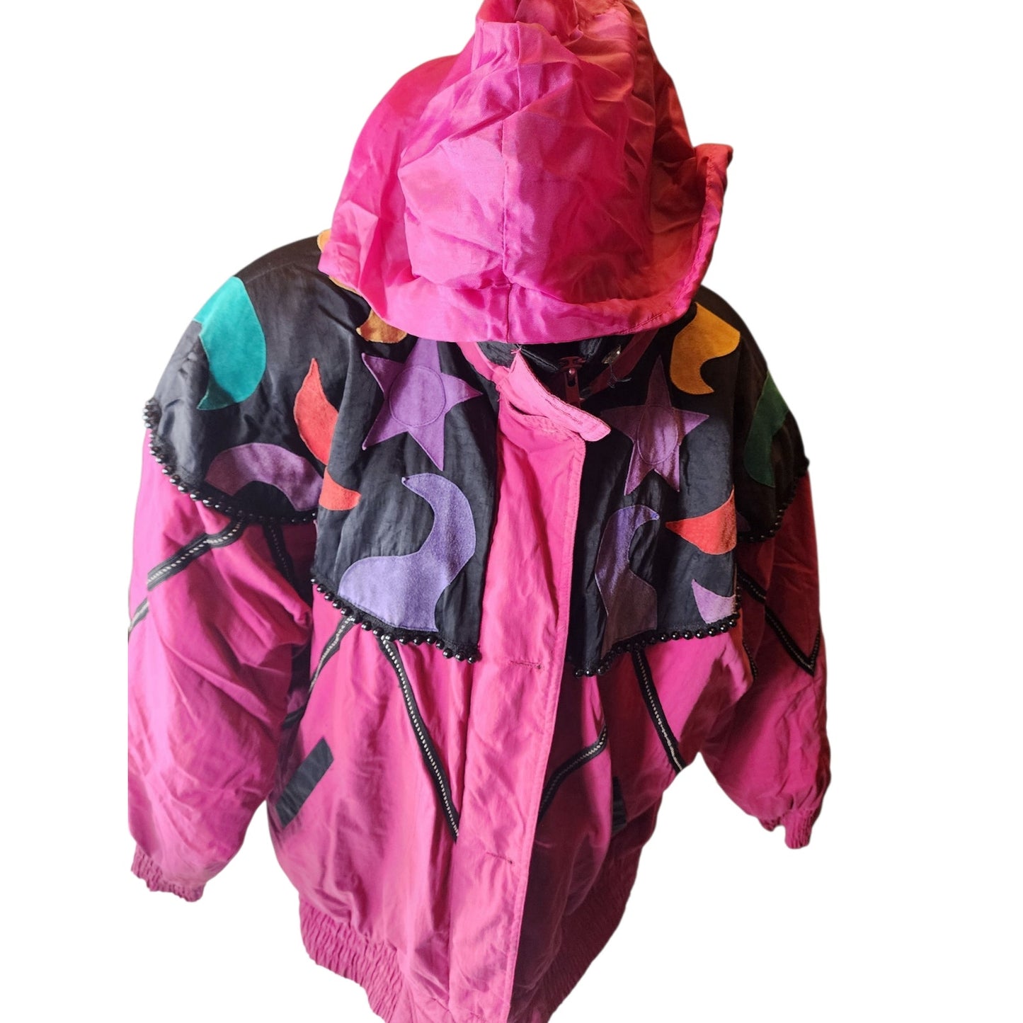 Mulberry Street Ski Jacket Womens Medium Colorblock Fleece Winter 80s 90 Vibes