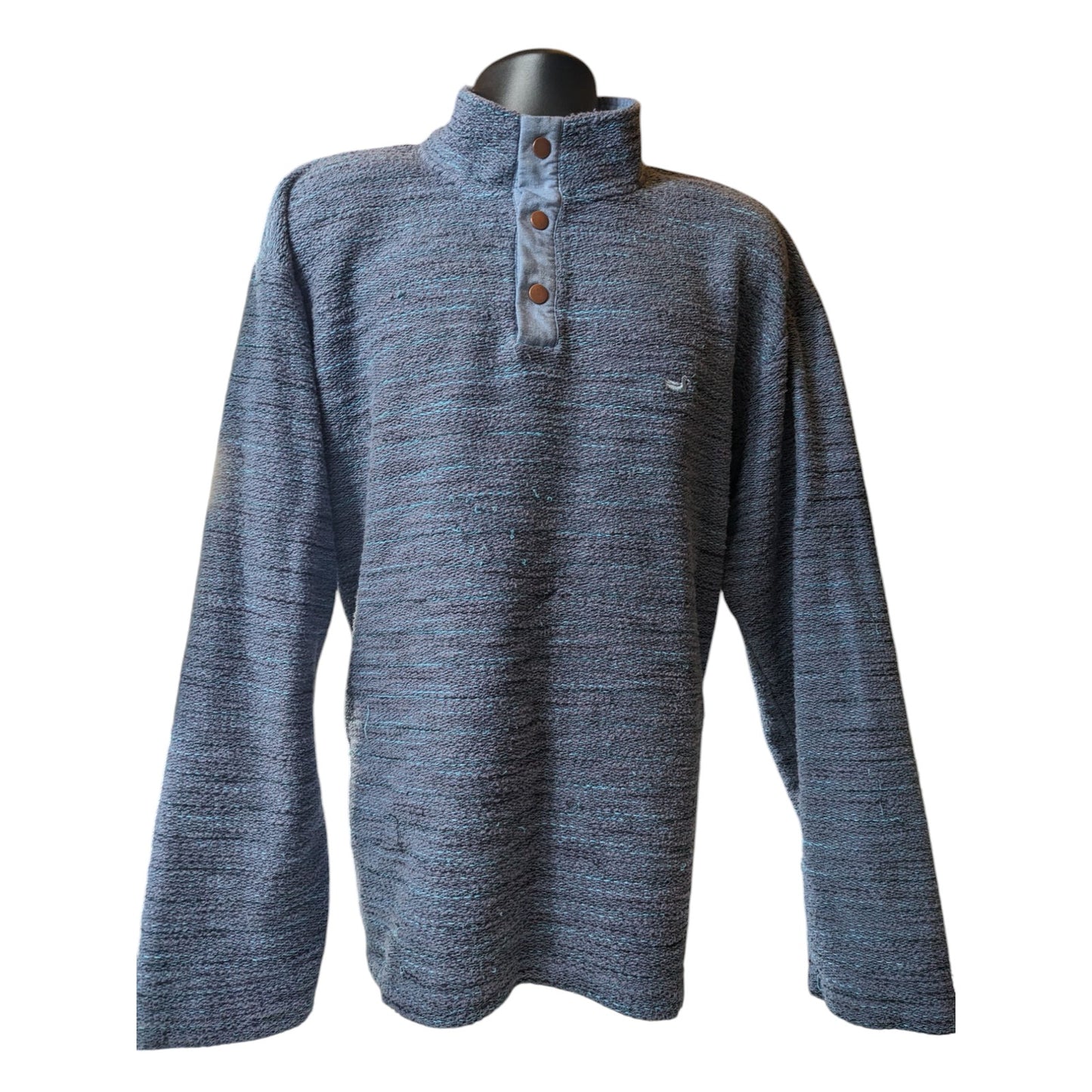Southern Marsh Sweater Mens XL Pullover Blue Quarter Snap Mock Neck Preppy
