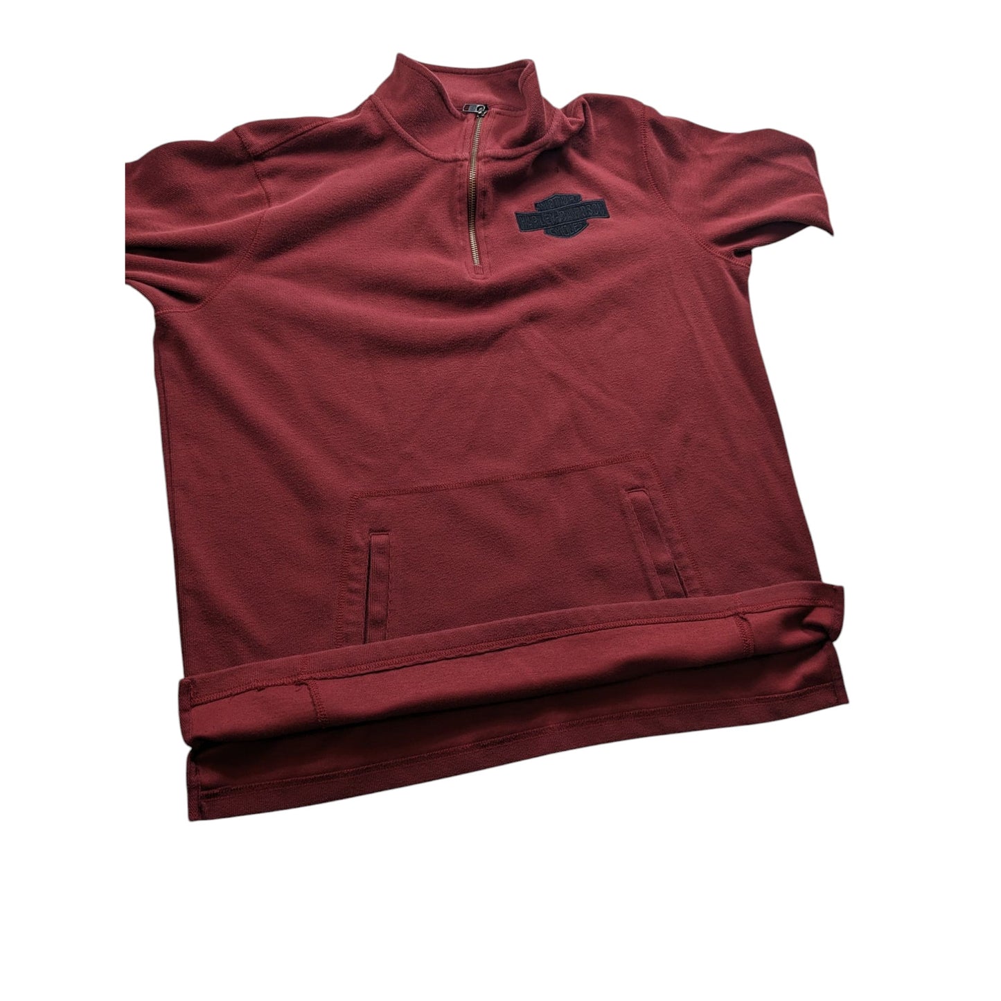 Harley Davidson Sweatshirt Men XL Fitted Women XL Zip Pullover Burgundy Maroon