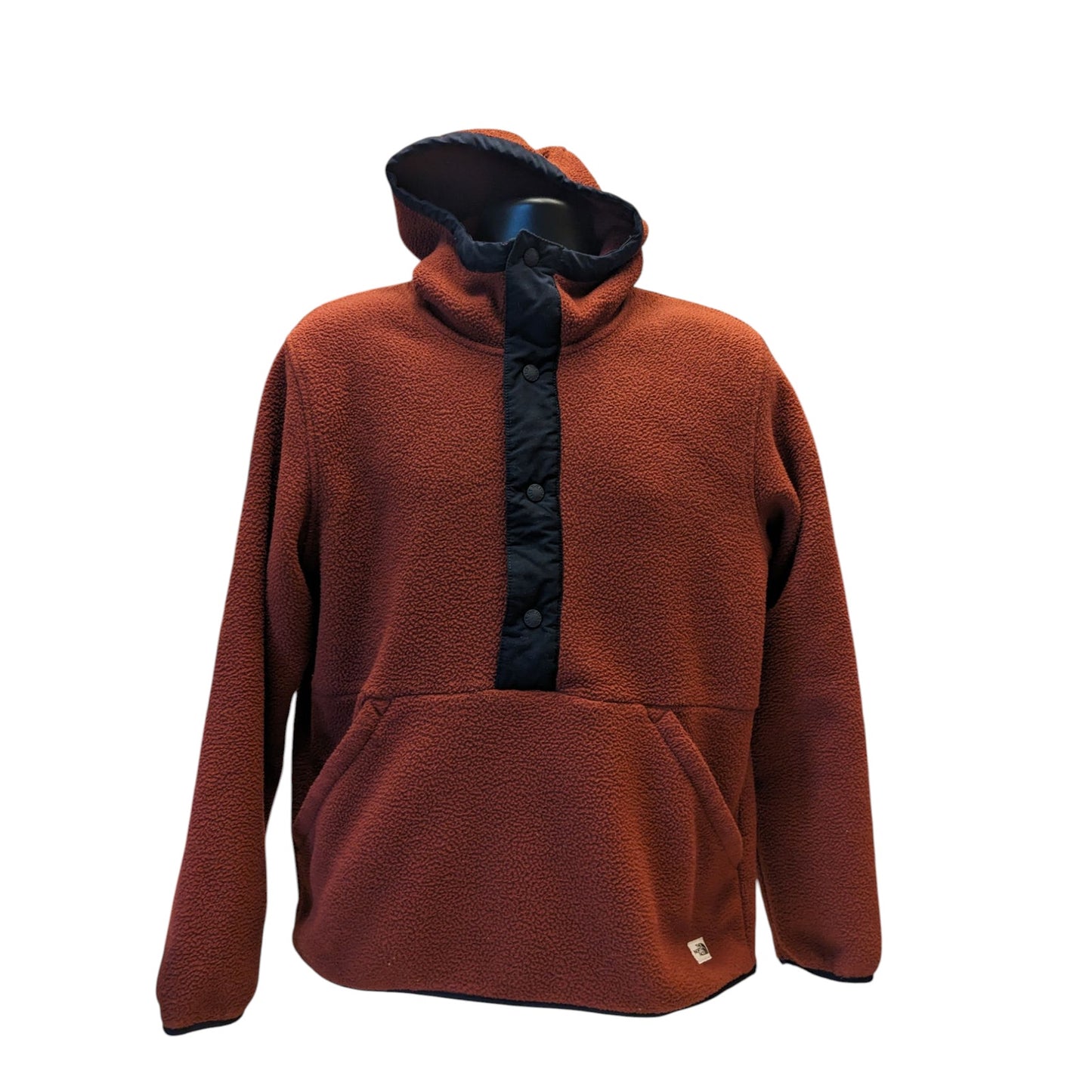 North Face Hoodie Mens Medium Pullover Fleece Jacket Rust Brown Kangaroo Pocket