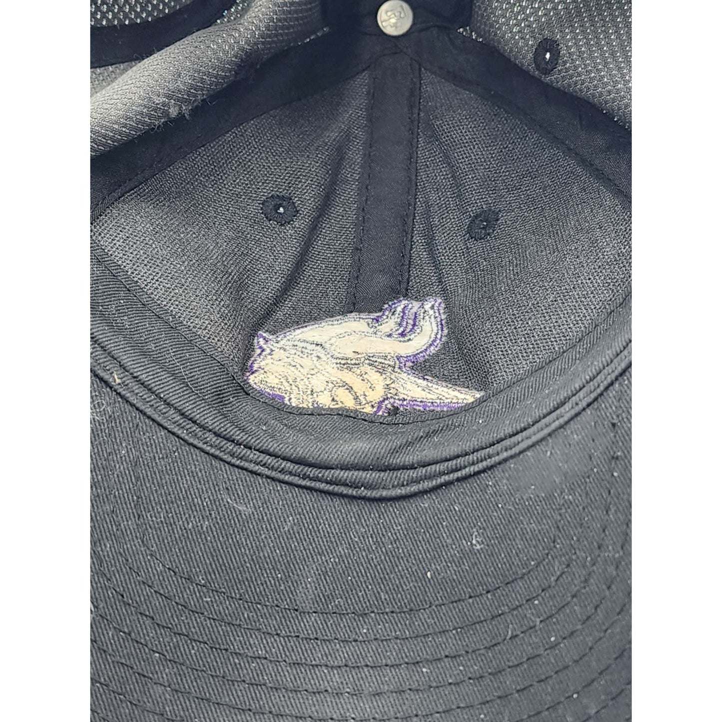 MN Vikings Hat NFL Team Apparel Baseball Cap Purple Outline Mesh Back Strapback