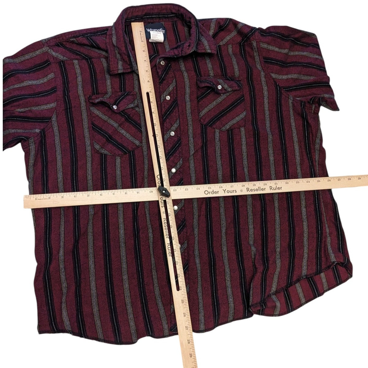 Wrangler Western Pearl Snap Shirt Mens XXL Long Sleeve Burgundy Cowboy Rodeo