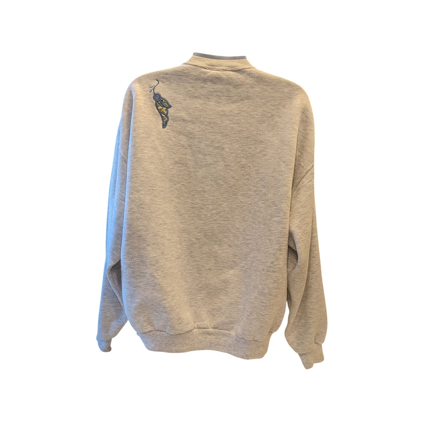 Vintage Jerzees Sweatshirt Women Large Embroidered Floral Pullover Retro 90s