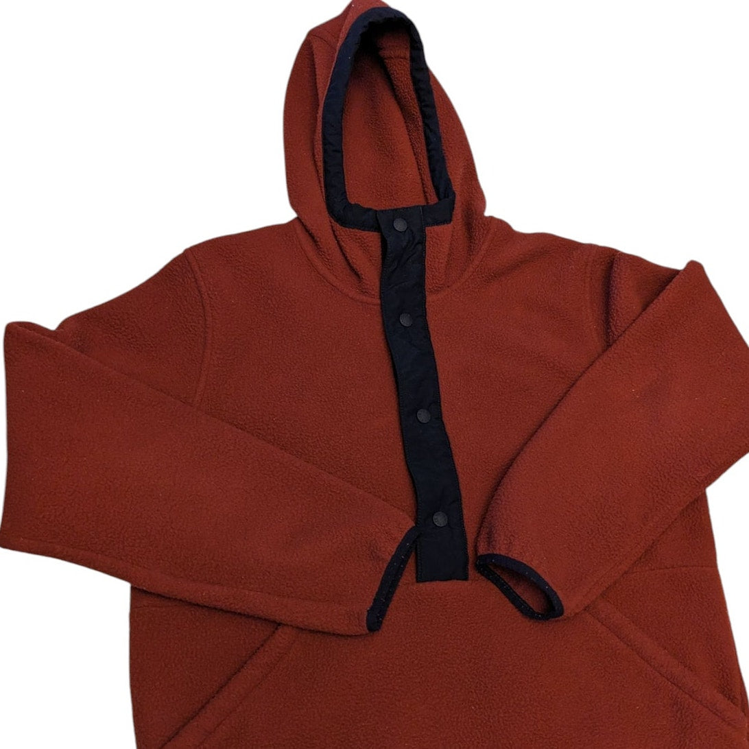 North Face Hoodie Mens Medium Pullover Fleece Jacket Rust Brown Kangaroo Pocket