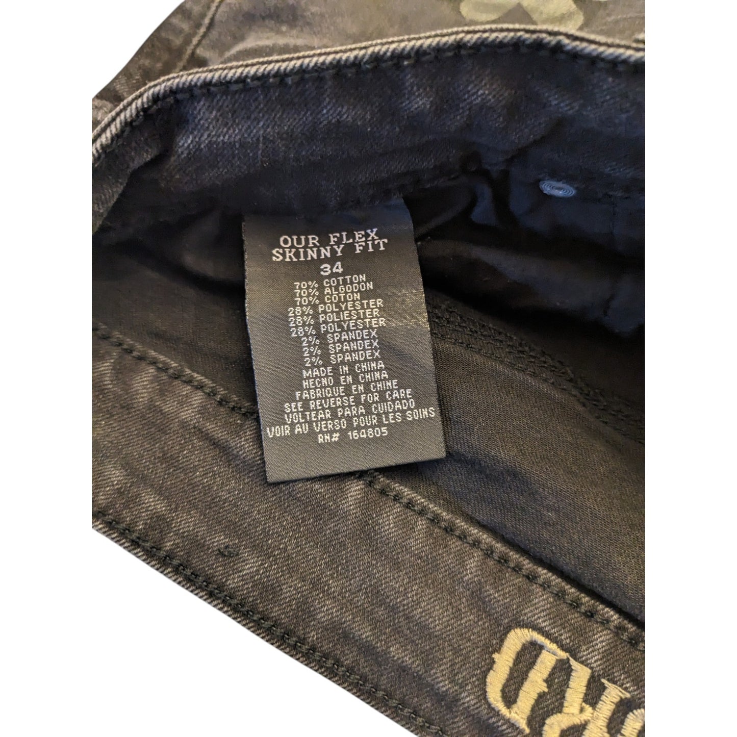 Rutherford Skinny Fit Jeans Mens 34 Distressed Graffiti Patches Streetwear Bold