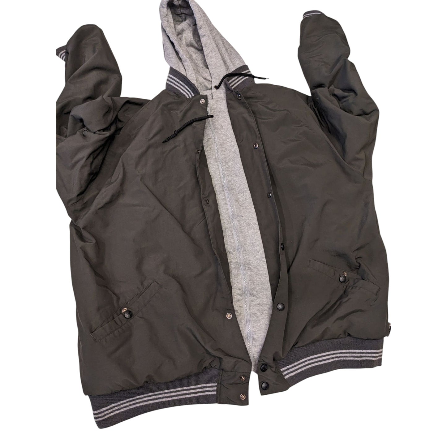 Guide Series Hooded Jacket Mens 2XLT Green Gray Zip Snap Fleece Hoodie Outdoor