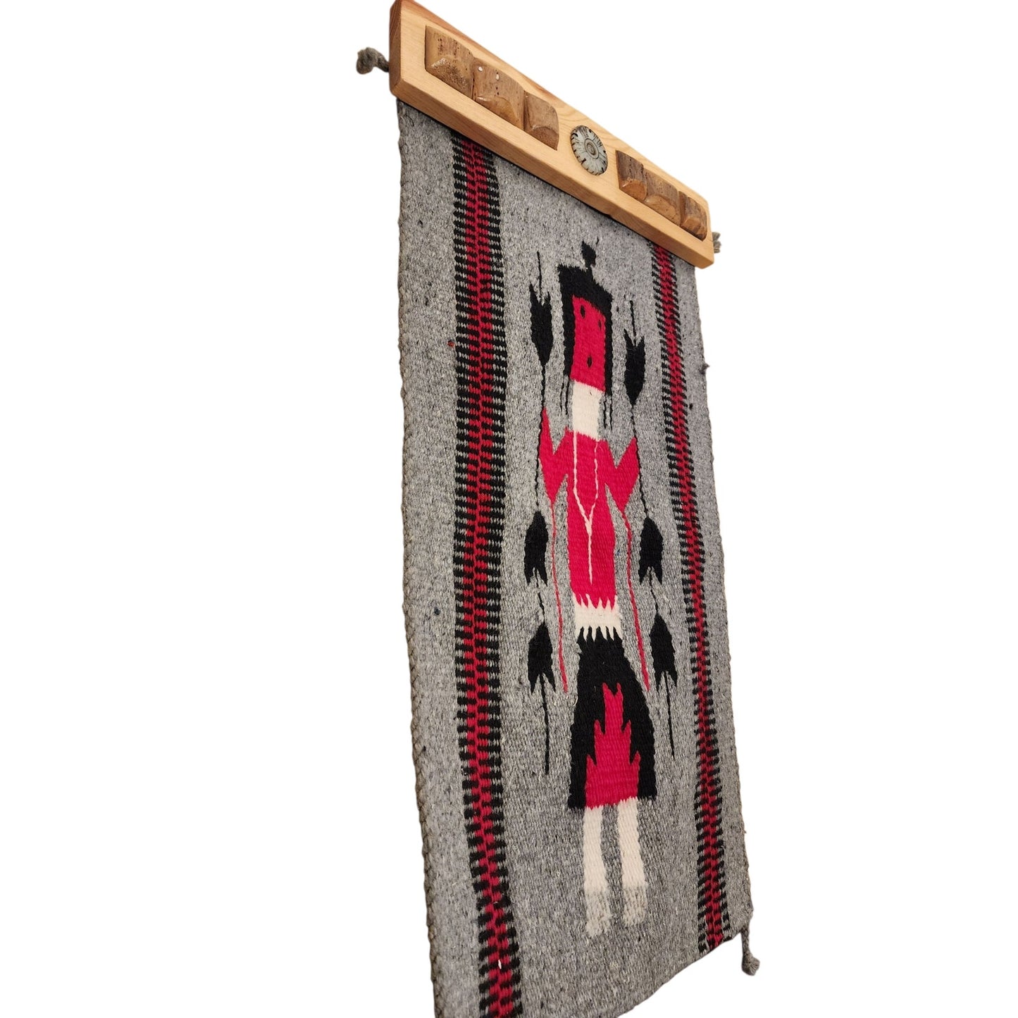 Native American Navajo Yei Wool Rug Handwoven Wall Hanging Southwestern 31x15