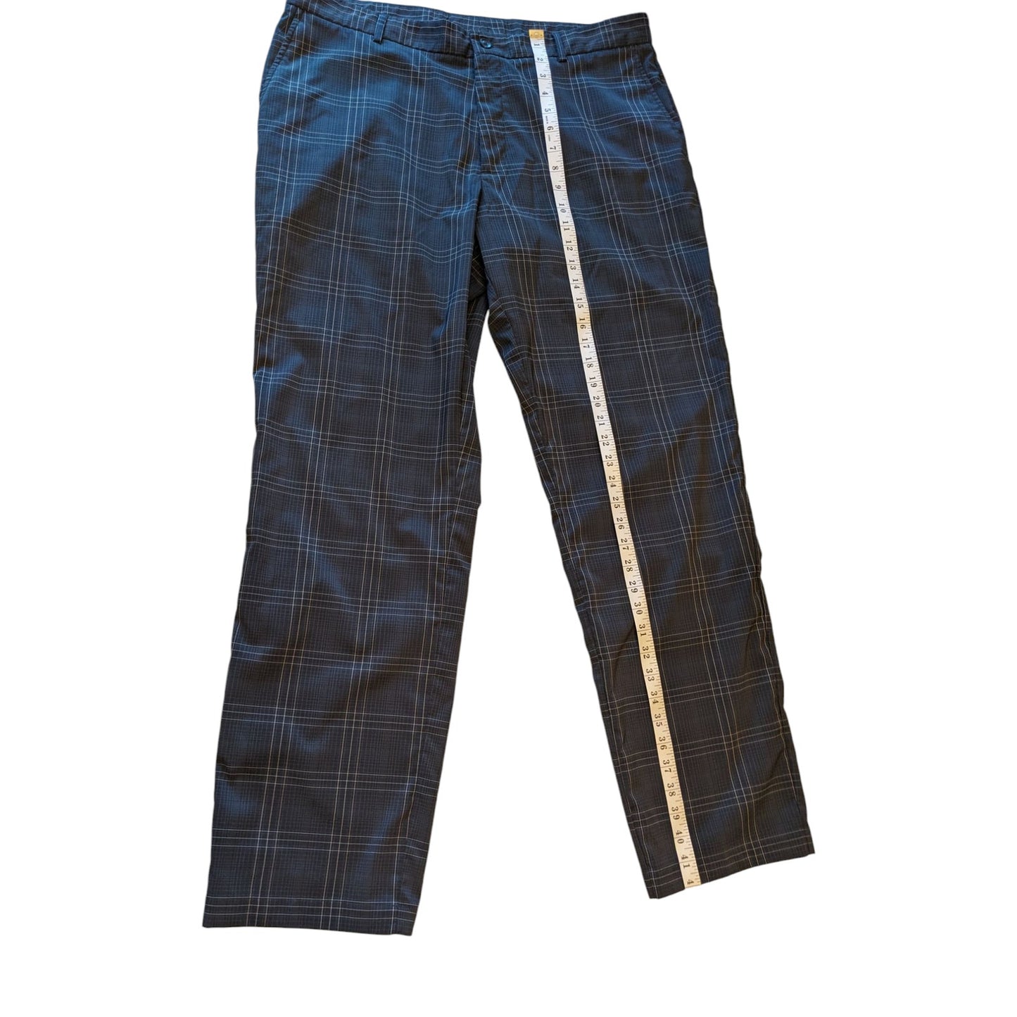 Slazenger Pants Mens 38x32 Plaid Golf Trousers Stretch Polyester Spandex Stretch