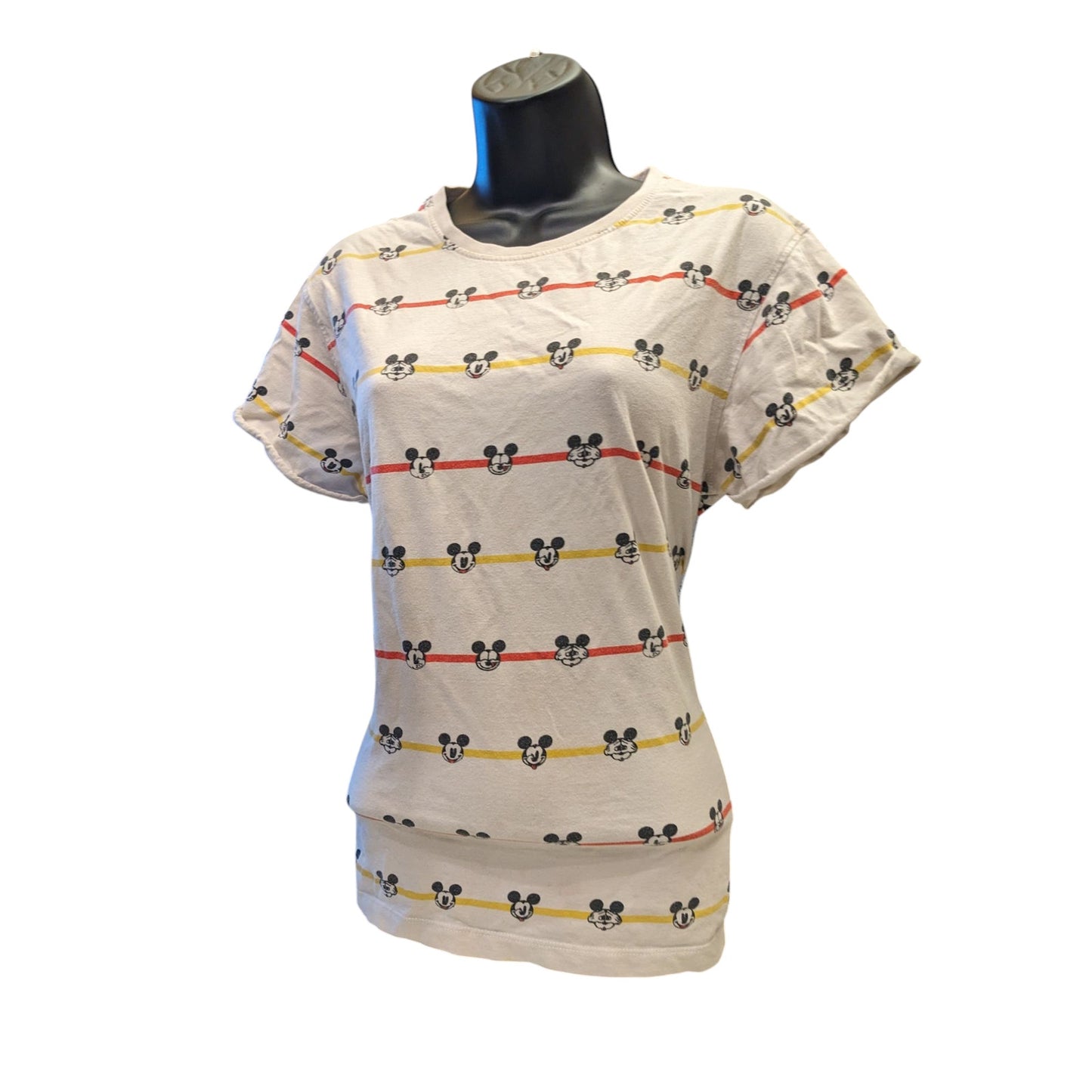 Bewakoof Mickey Mouse Faces Graphic T Shirt Women Small Disney Tee Cartoon Print