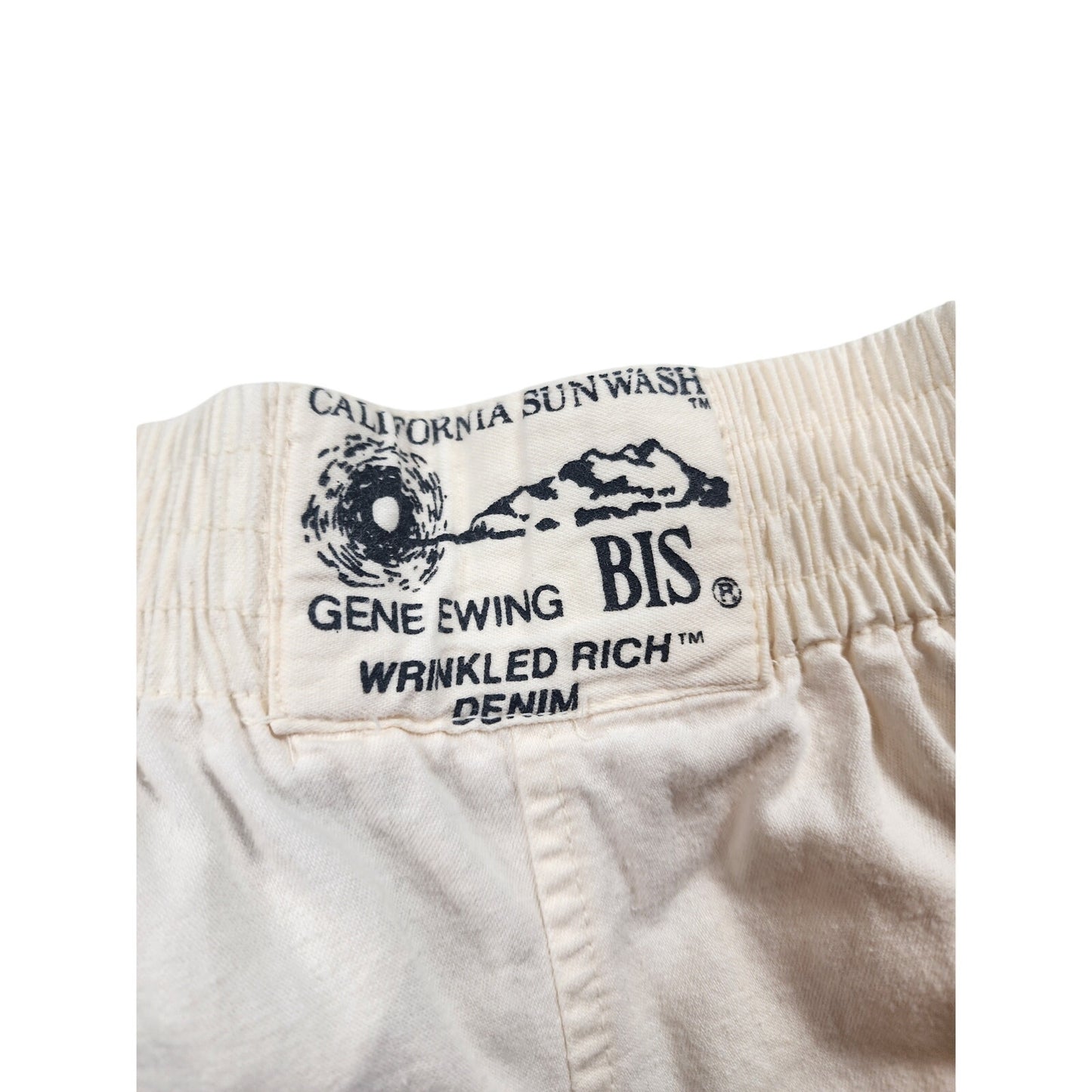 Gene Ewing BIS California Sunwash Wrinkled Rich Denim Shorts Small High Rise USA