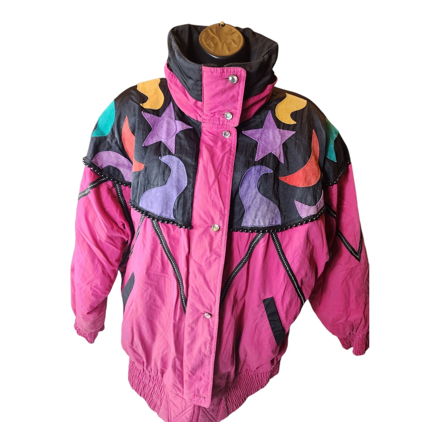 Mulberry Street Ski Jacket Womens Medium Colorblock Fleece Winter 80s 90 Vibes