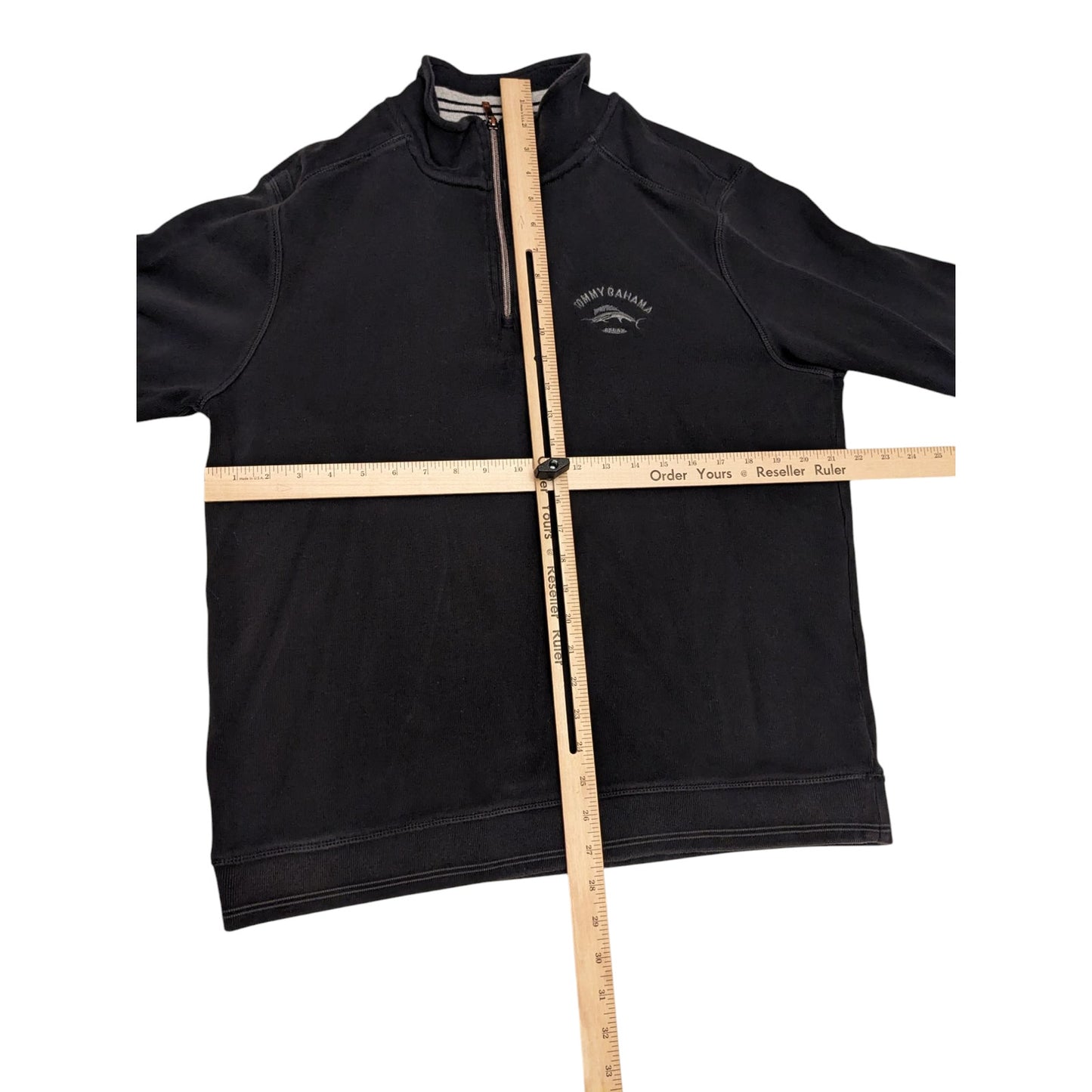 Tommy Bahama Pullover Mens Medium Black Cotton Sweatshirt Quarter Zip Casual