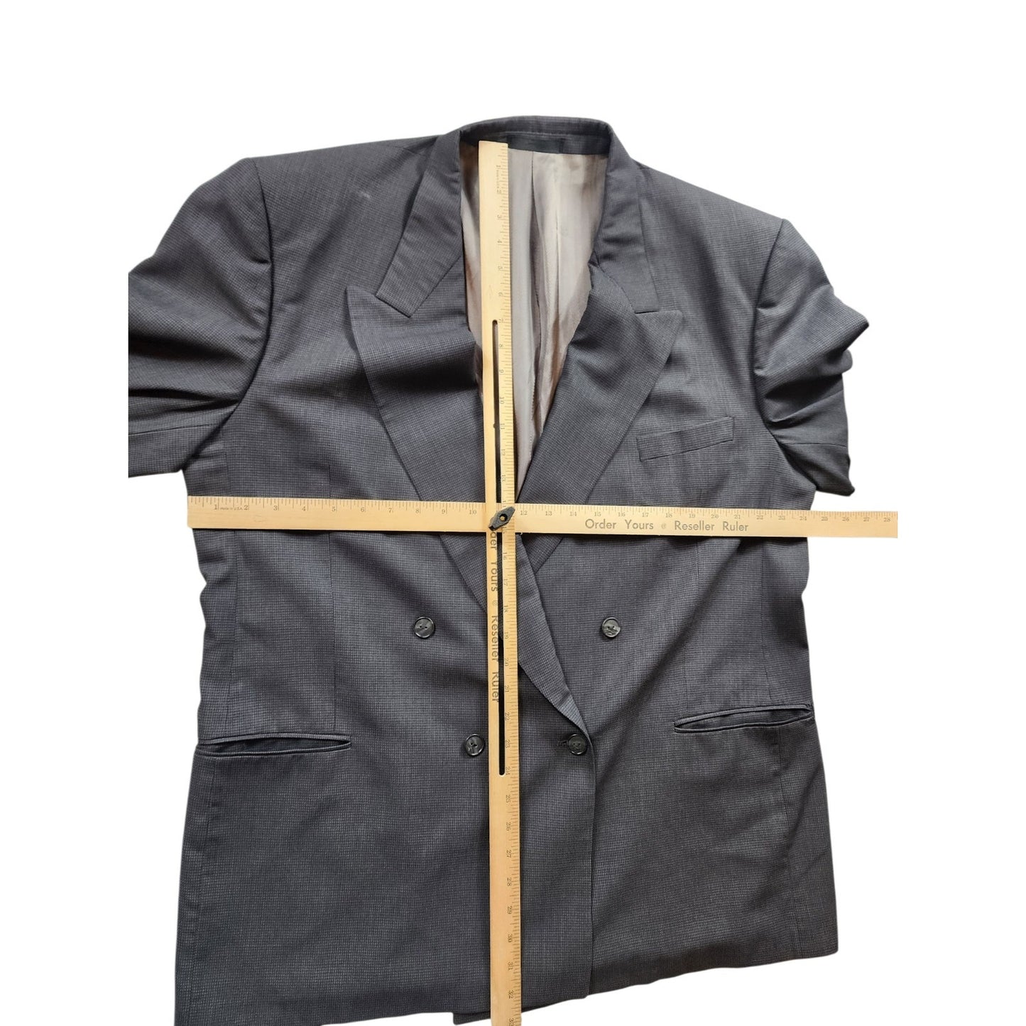 Cedrics Le Baron Blazer 48L Wool Double Breasted Gray Sport Coat Jacket Vintage