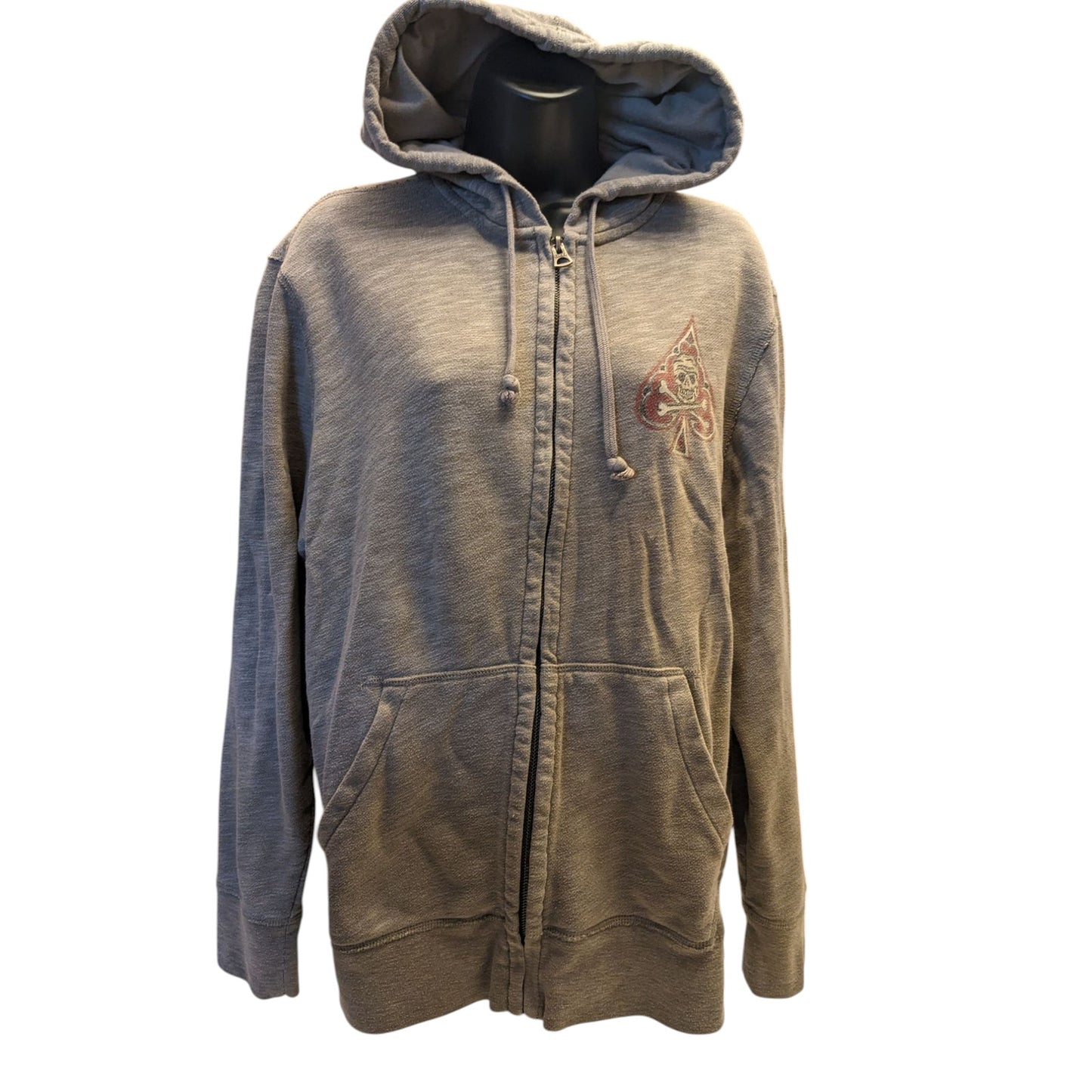 Lucky Brand Hoodie Women Large Men Medium Skull Spade California Sweatshirt