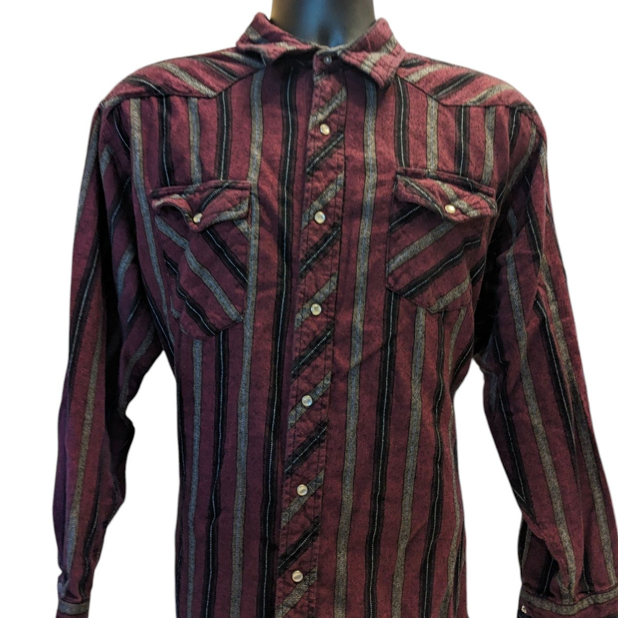 Wrangler Western Pearl Snap Shirt Mens XXL Long Sleeve Burgundy Cowboy Rodeo