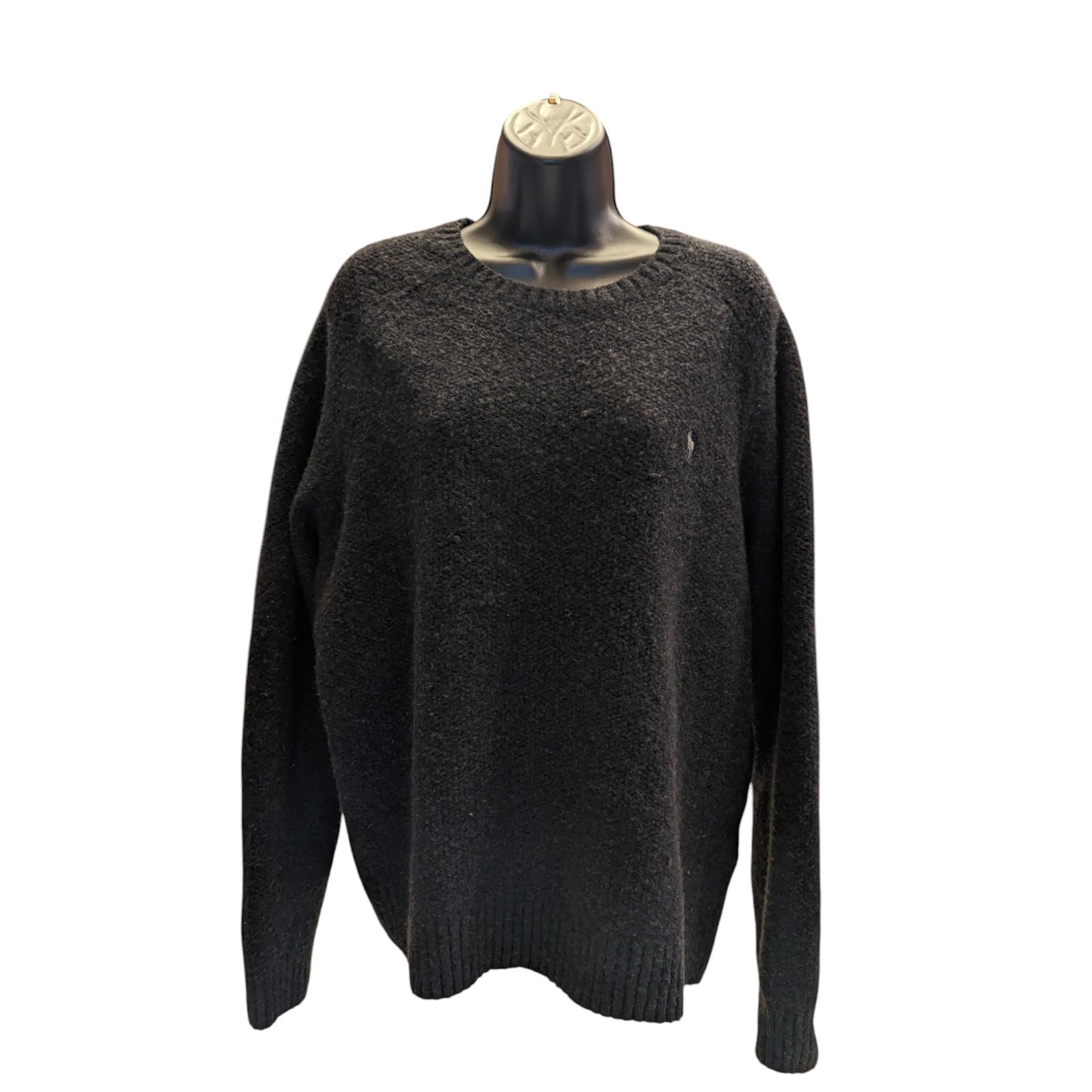 Polo Ralph Lauren Sweater Womens XXL Black Wool Blend Crewneck Pullover Logo