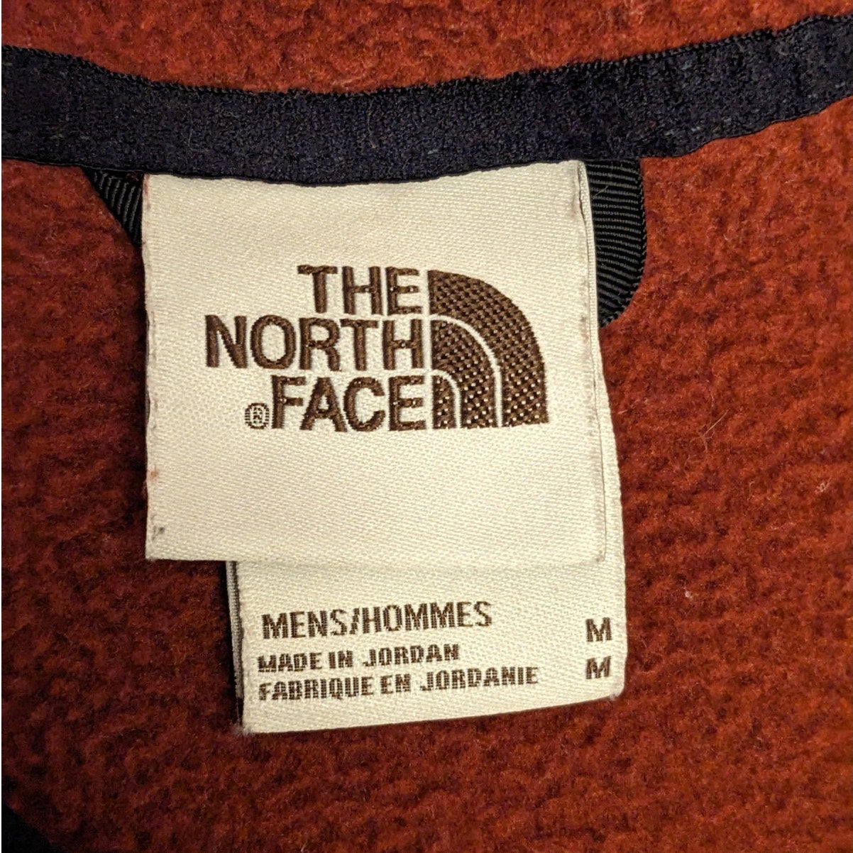 North Face Hoodie Mens Medium Pullover Fleece Jacket Rust Brown Kangaroo Pocket