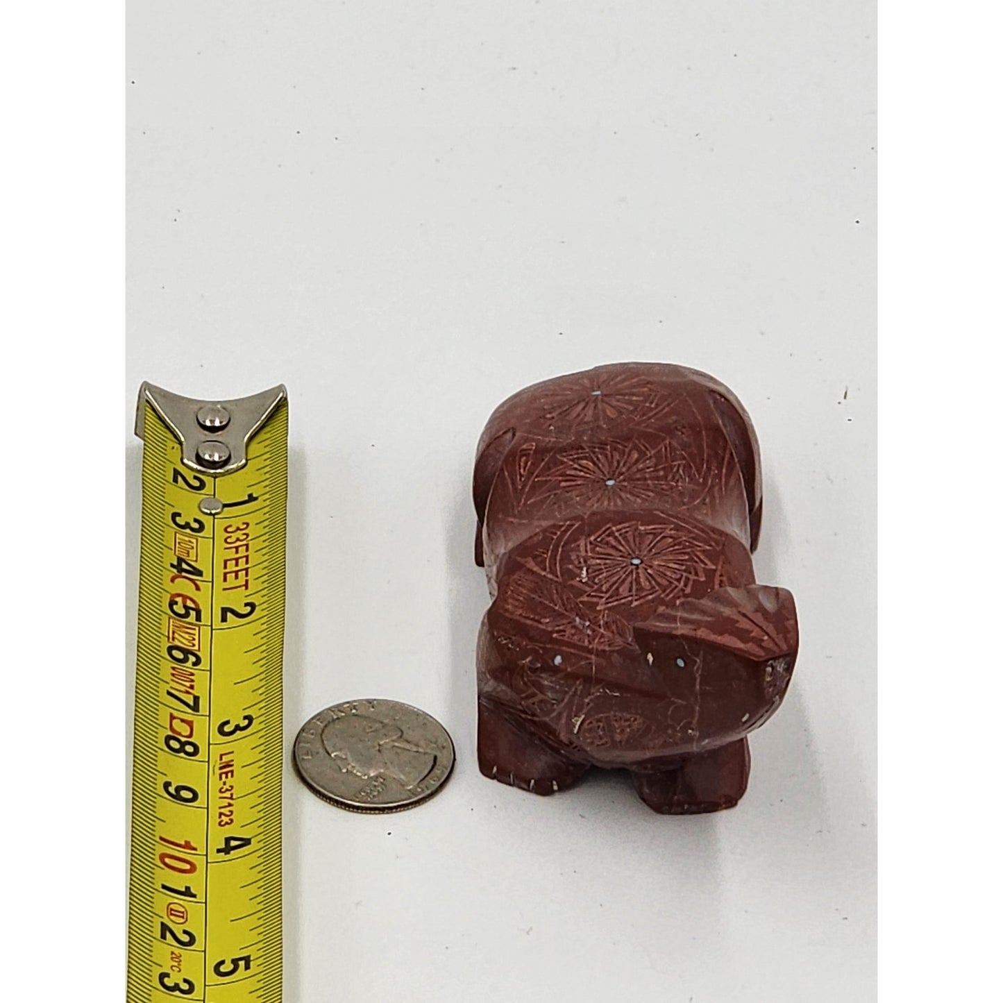 Native American Zuni Bear Fetish Derrick Kaamasee Pipestone Carving Turquoise 4"