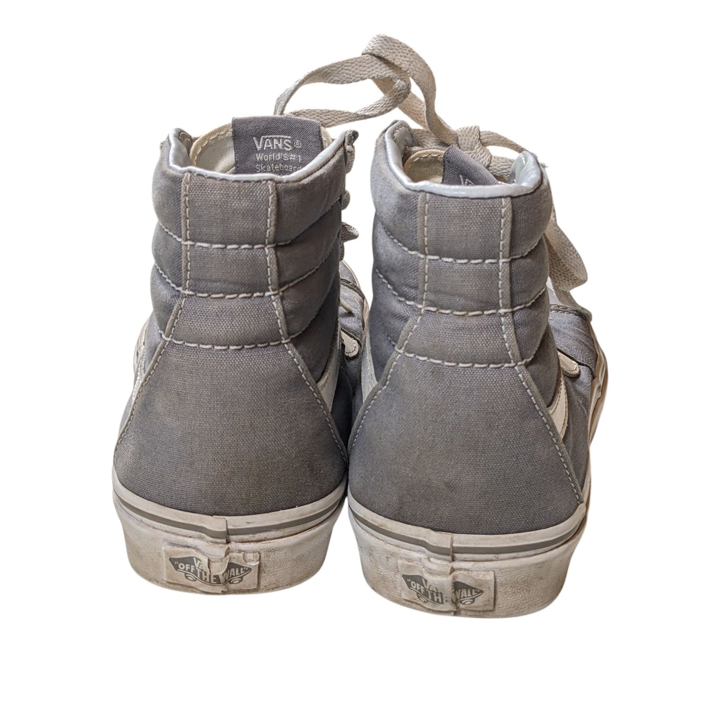 Vans Sk8 Hi Shoes Mens 8 Womens 9.5 Gray Canvas High Top Skate Sneakers Lace Up