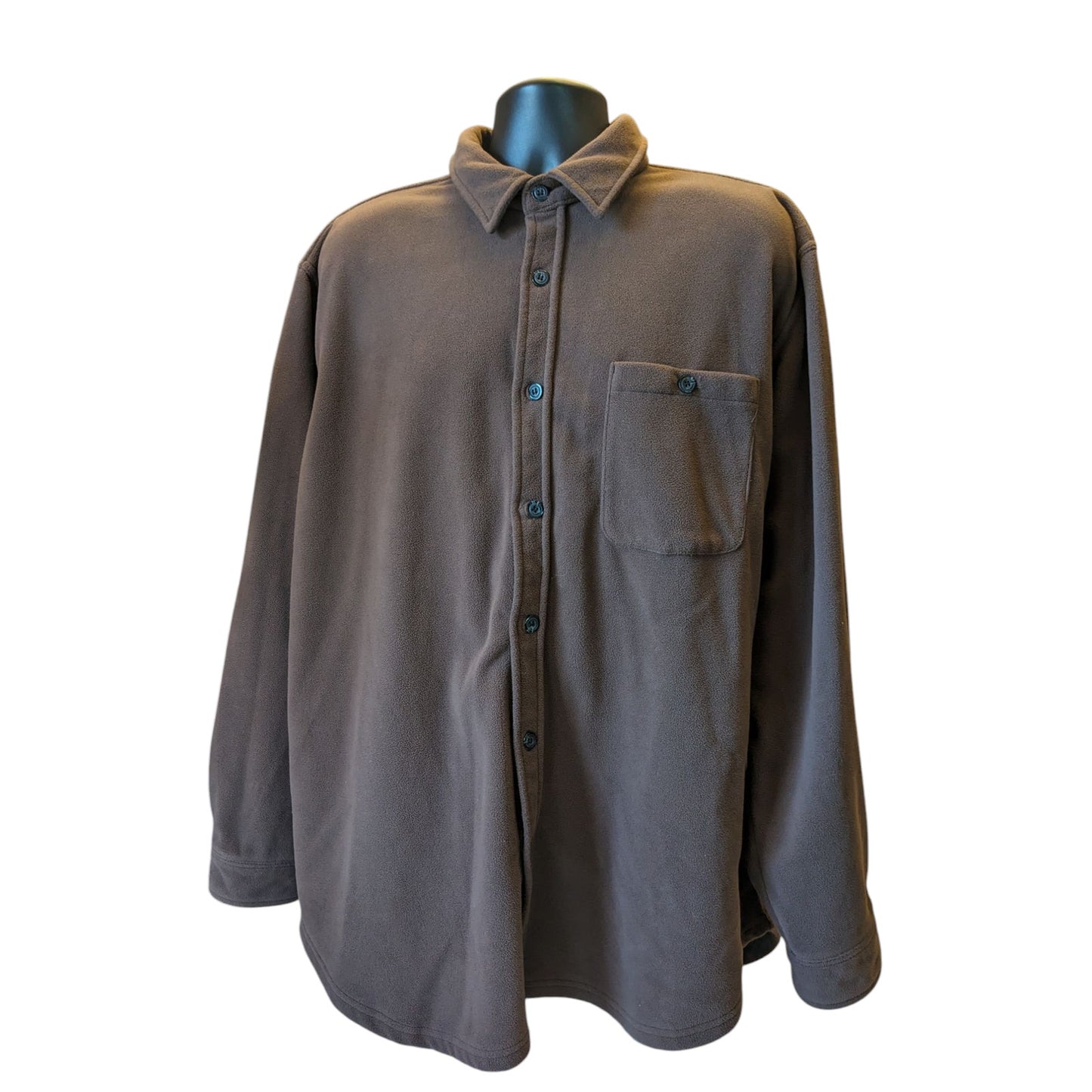 Route 66 Shirt Mens XL Brown Fleece Button Up Long Sleeve Jacket Overshirt Layer