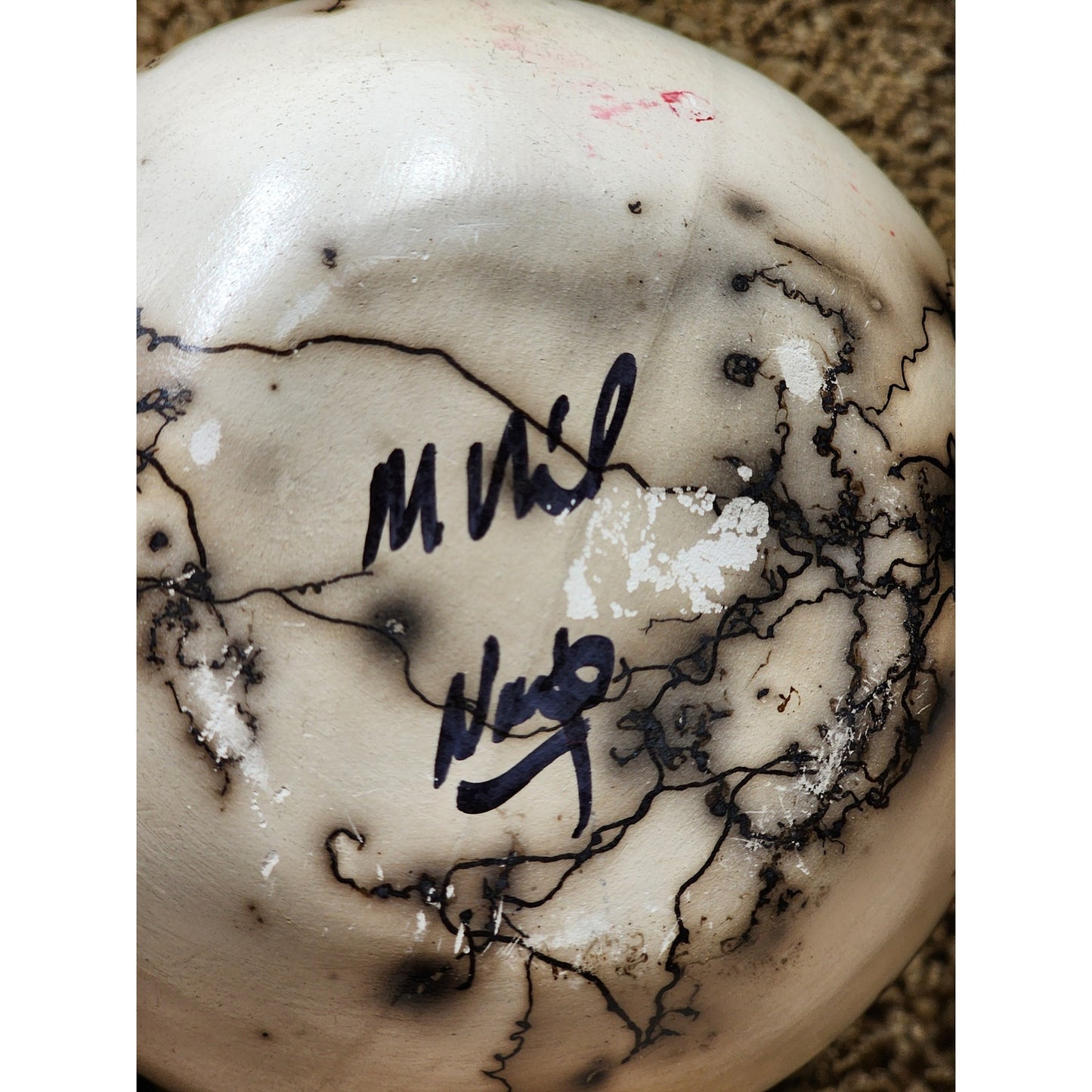 Native American Horsehair Pottery Vase Signed Navajo Turquoise Southwest 4.5"