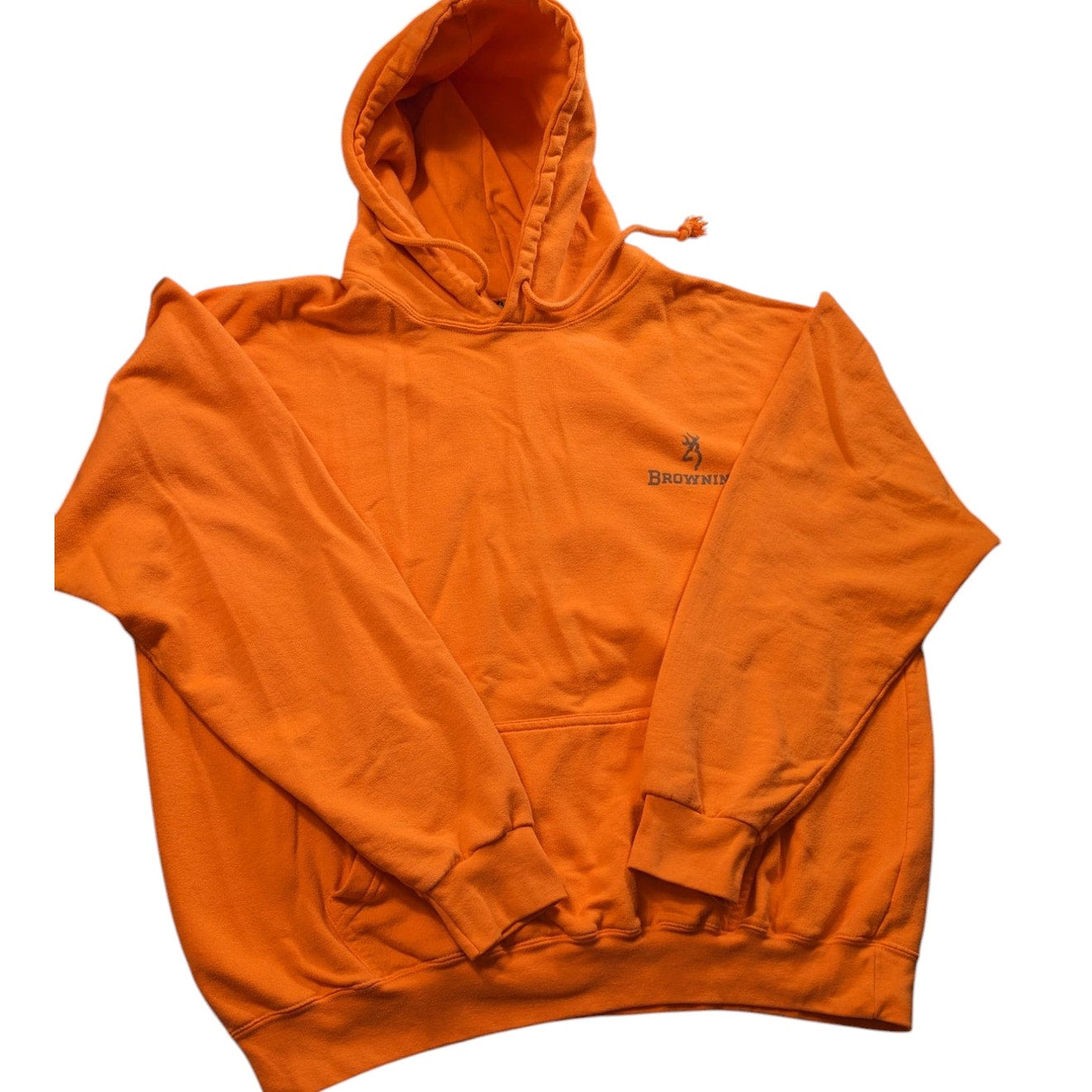 Browning Orange Hoodie Mens 2XL Hunting Sweatshirt Pullover Hiking Kangaroo