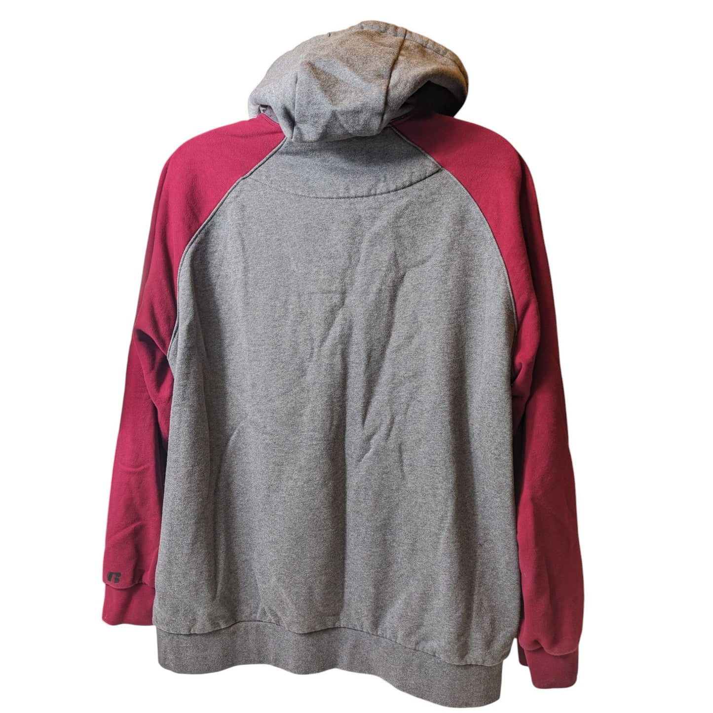 Russell Hoodie Mens 2XL Full Zip Premium Fleece Gray Maroon Hooded Sweatshirt