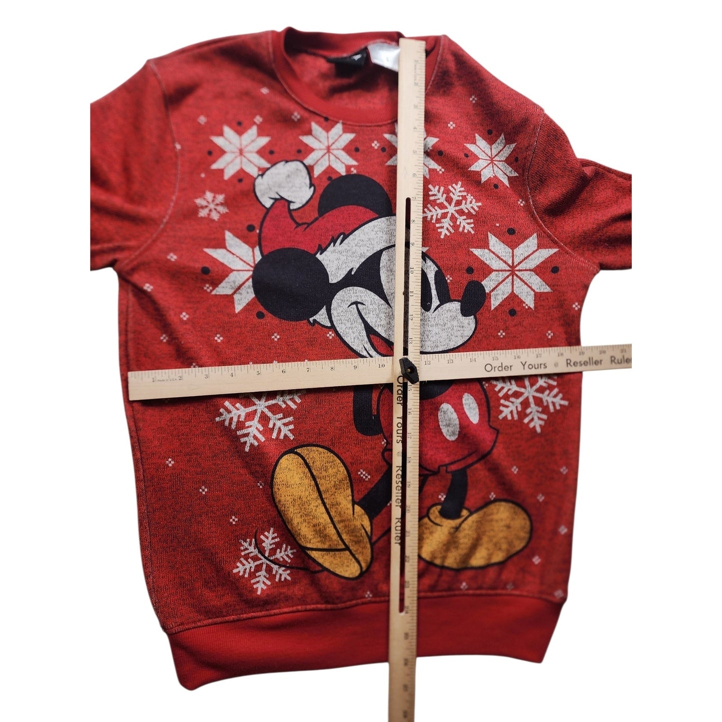 Disney Mickey Christmas Sweater Men Small Womens Medium Santa Hat Snowflake Ugly