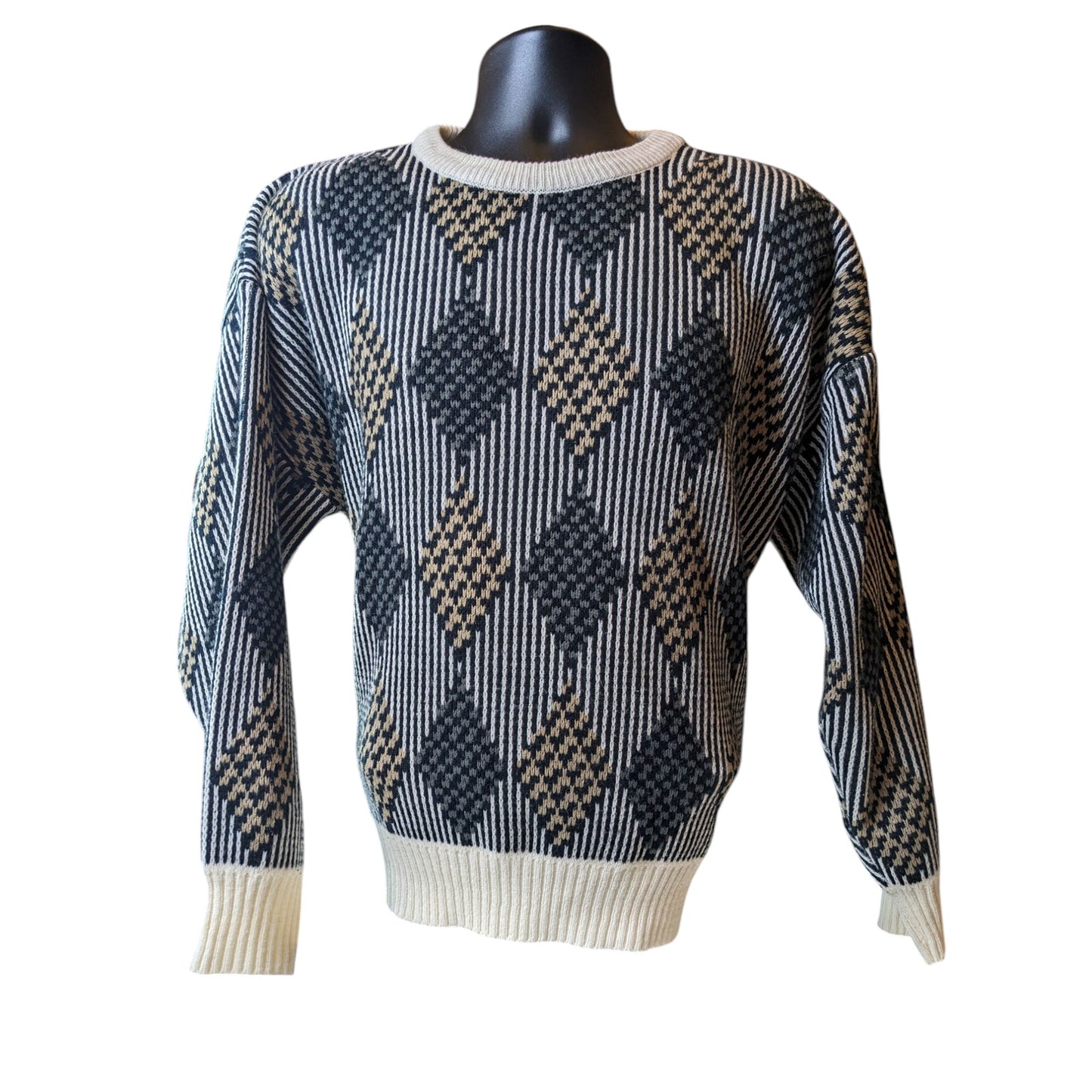 Vintage S.Wm Casuals Sweater Mens XL Geometric Knit Pullover Acrylic Retro