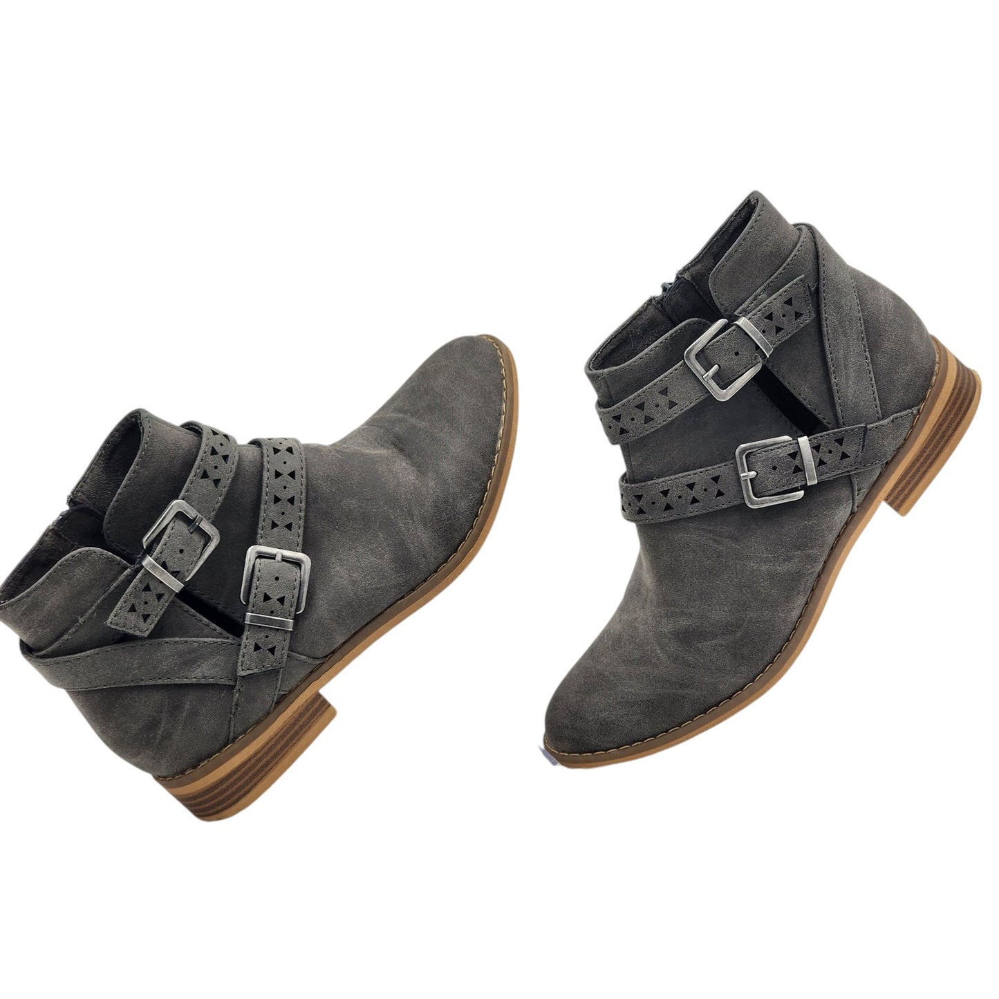 Rocket Dog Ankle Boots Womens 8.5 Gray Suede Western Style Boho Cottagecore