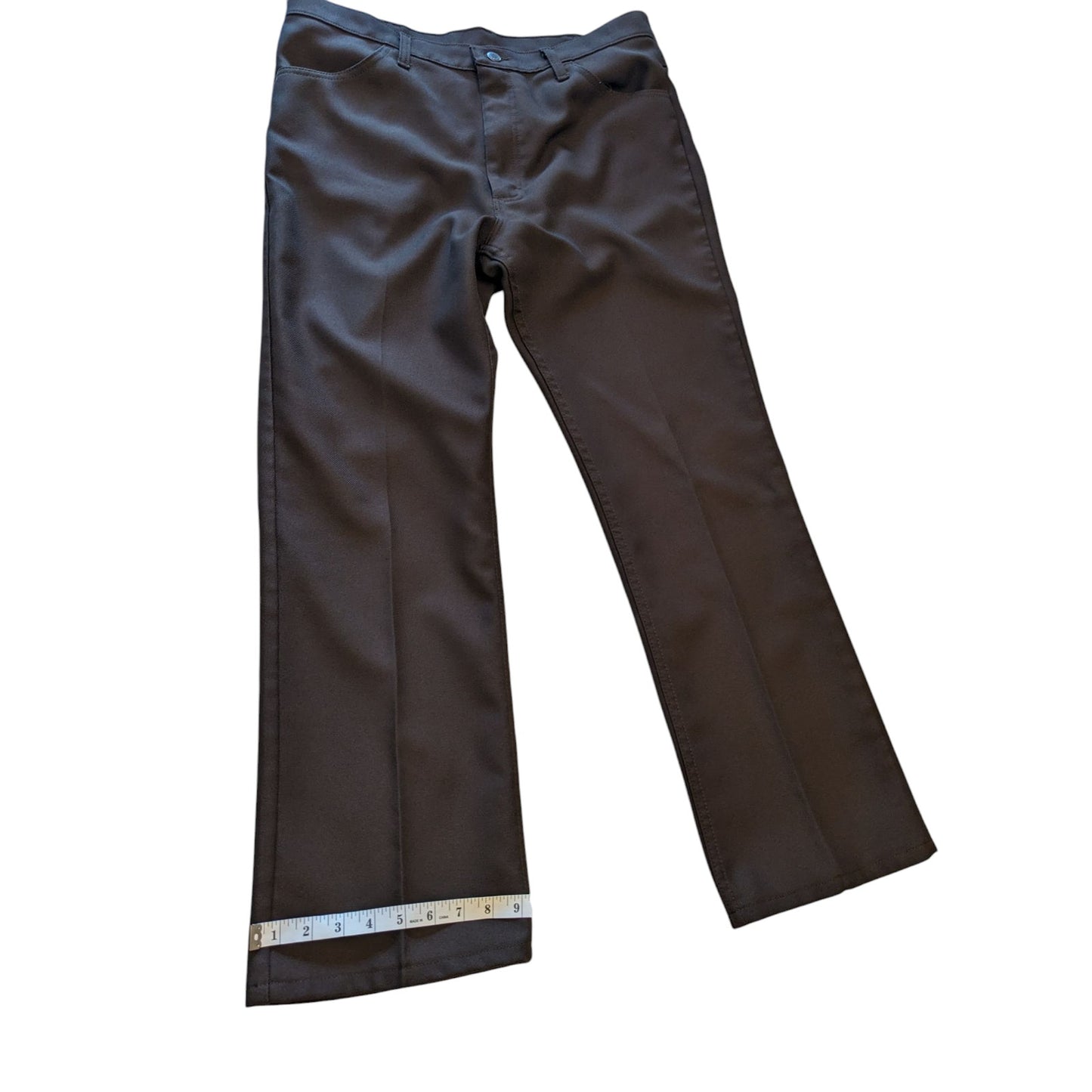 Wrangler Pants Mens 38x30 Brown Workwear Western Wrancher Polyester Trousers \\