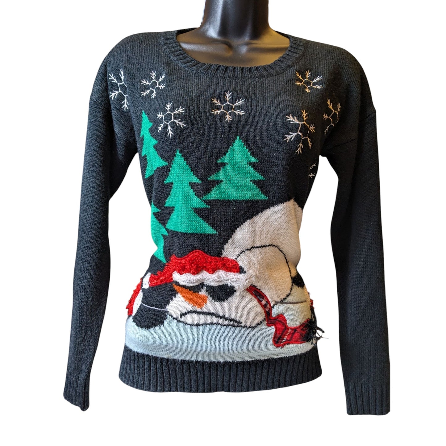 United States Sweaters Ugly Christmas Women Small Funny Snowman Holiday Pullover