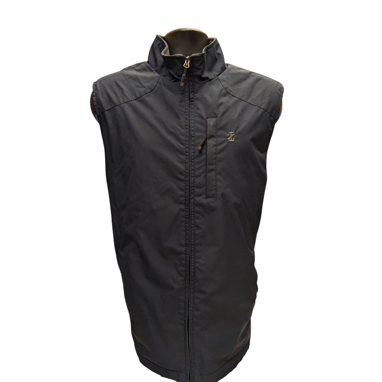IZOD Fleece Lined Windbreaker Vest Mens Large Midnight Zip Up Golf Layer 606424