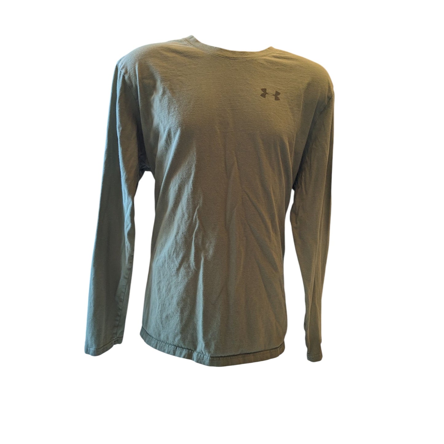 Under Armour Shirt Men XL Long Sleeve Loose Fit HeatGear Green Graphic Gym Eagle