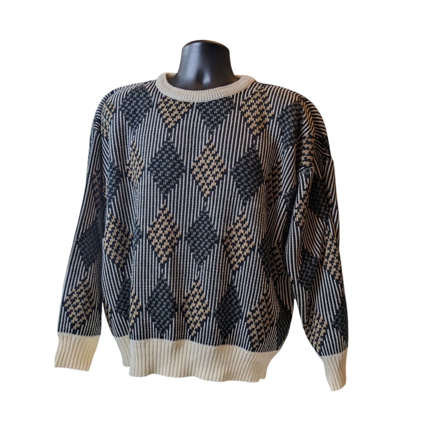 Vintage S.Wm Casuals Sweater Mens XL Geometric Knit Pullover Acrylic Retro