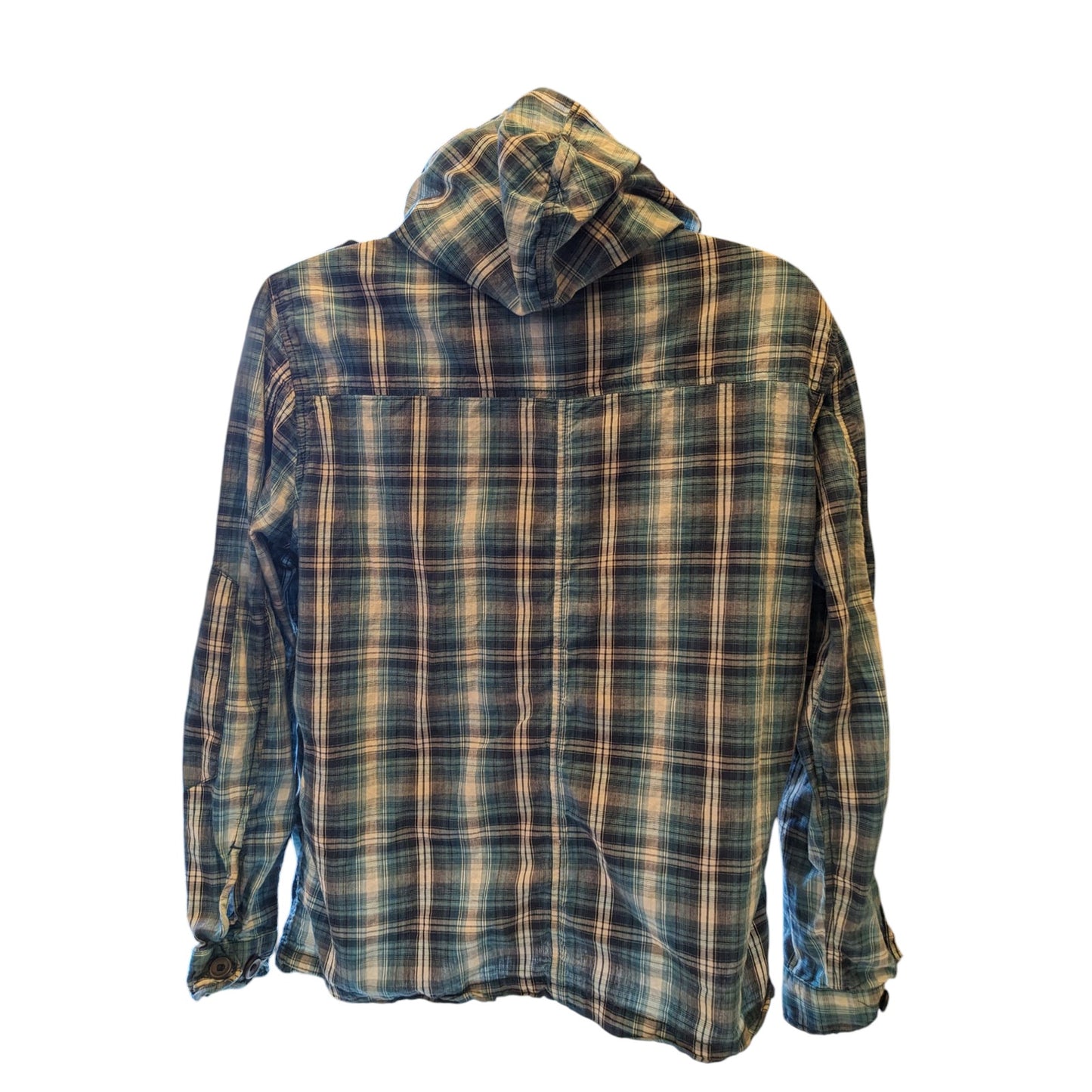 New Look Hoodie Mens Medium/Large Blue Plaid Lightweight Hooded Jacket British