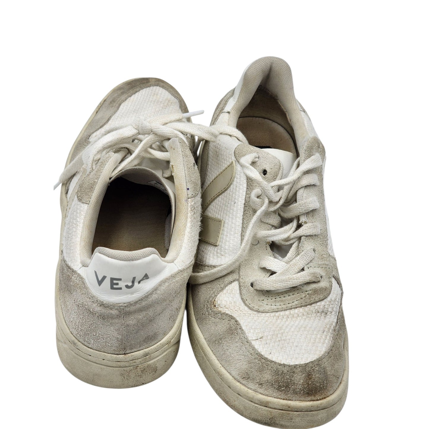 Veja Shoes V-10 Low Top Sustainable Sneakers Womens 10 White Lace Up Brazil