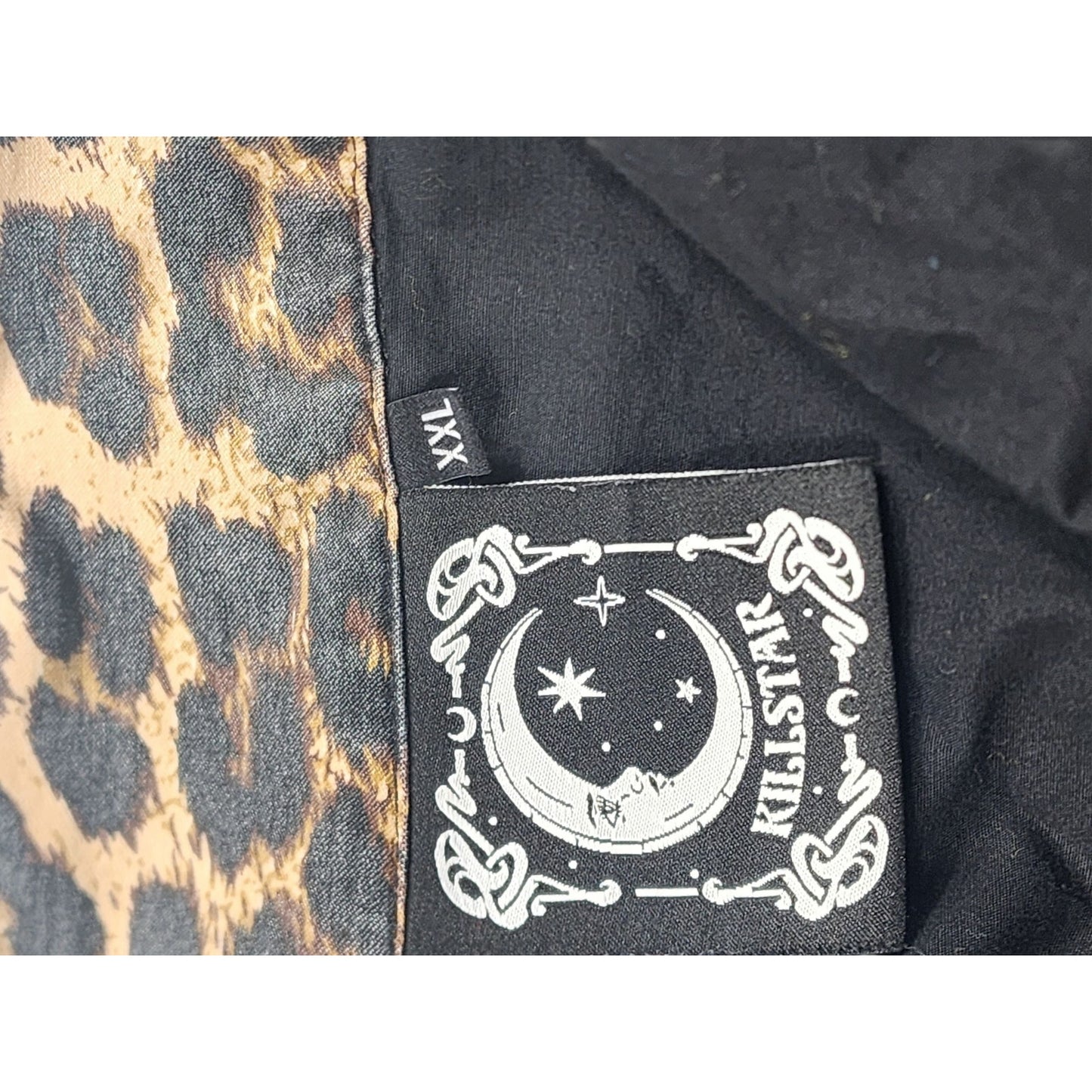 Killstar Shirt Mens Large Womens XXL Short Sleeve Leopard Collar Gothic Punk Alt