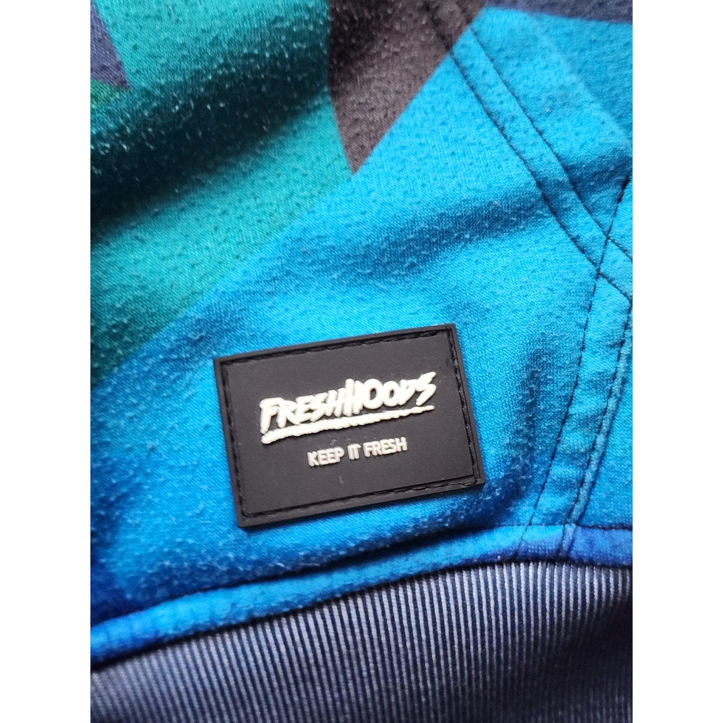 Fresh Hoods Hoodie Mens Medium Blue Purple Geometric Kangaroo Pocket Streetwear