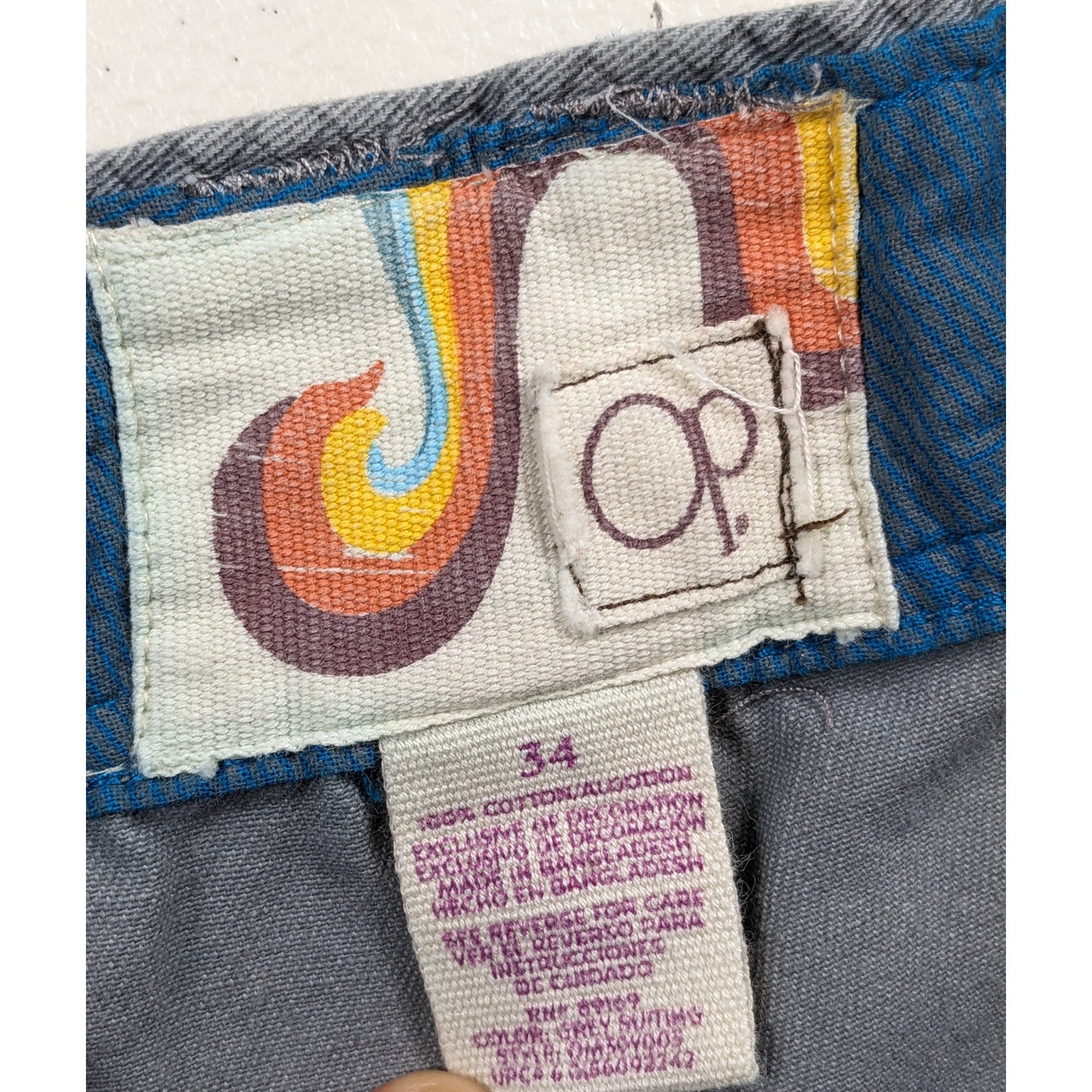 Ocean Pacific OP Mens 34 Cargo Shorts Utility Pockets Checkered Grid Pattern