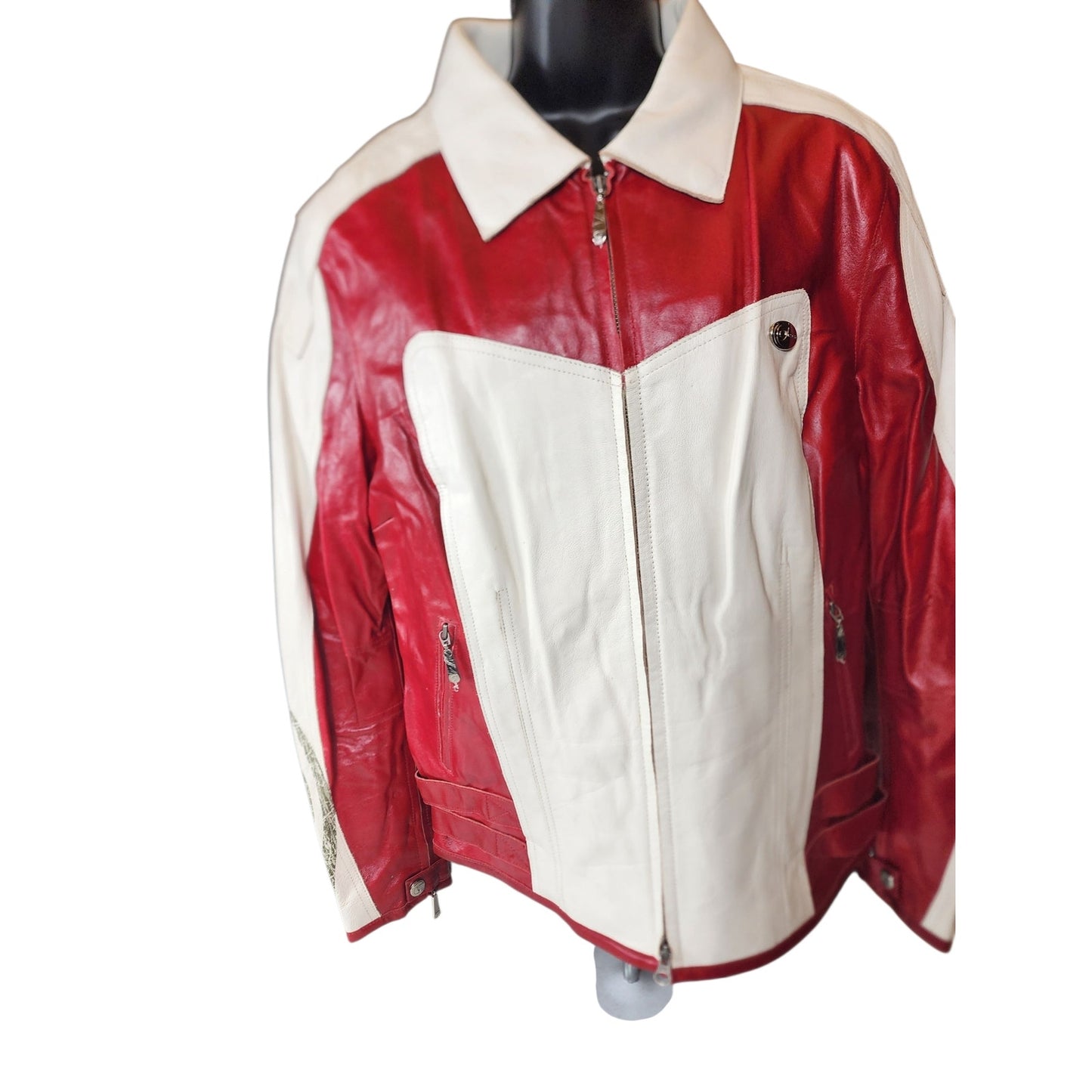 Hein Gericke Leather Motorcycle Jacket Size 14 Racing Quilted Lining Retro Biker