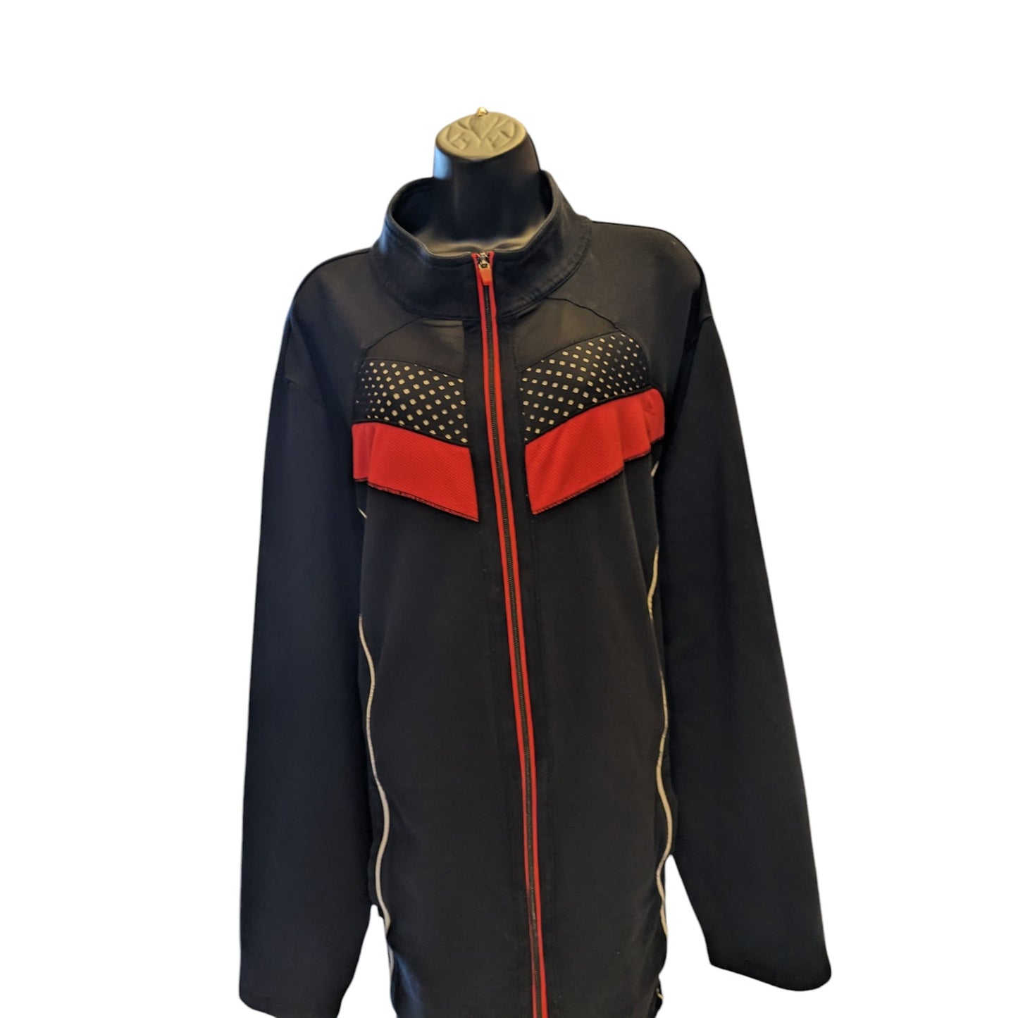 Catherines Top Womens 5X Track Jacket Zip Plus Size 34/36W Rhinestone Activewear