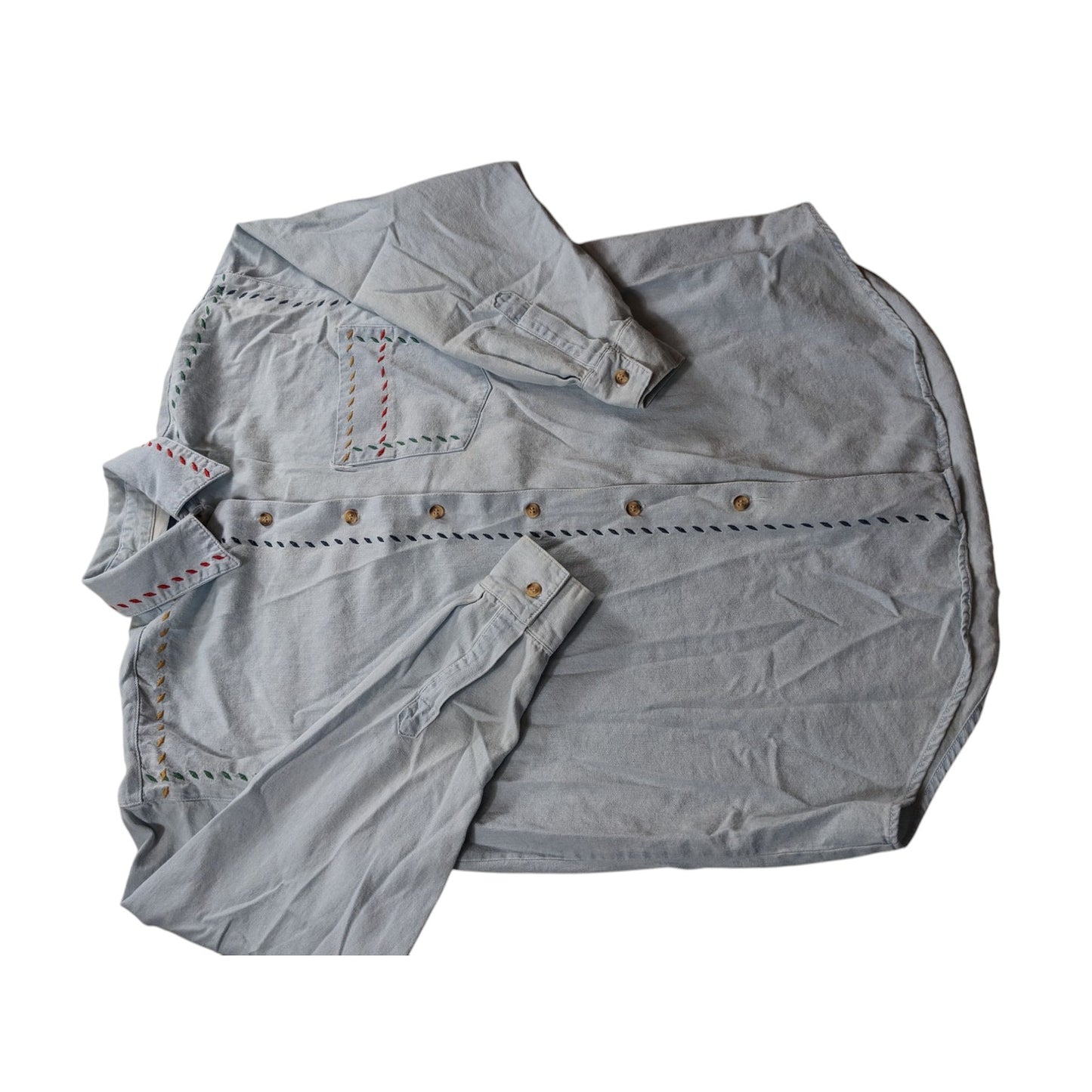 Vintage Solutions Denim Style Shirt Women Medium Embroidered Button Boho Western