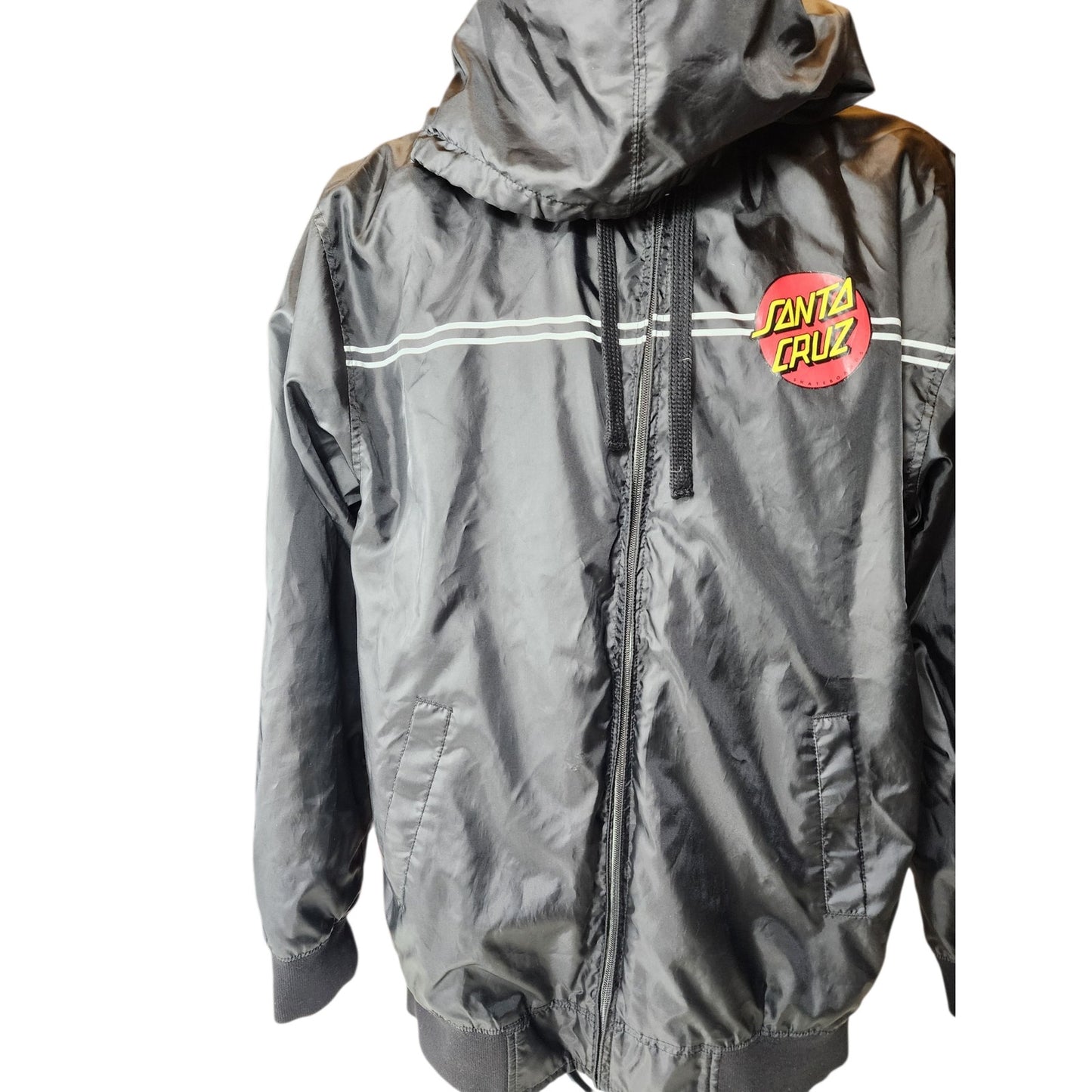 Santa Cruz Skateboards Windbreaker Large Jacket Hooded Logo Streetwear Grunge