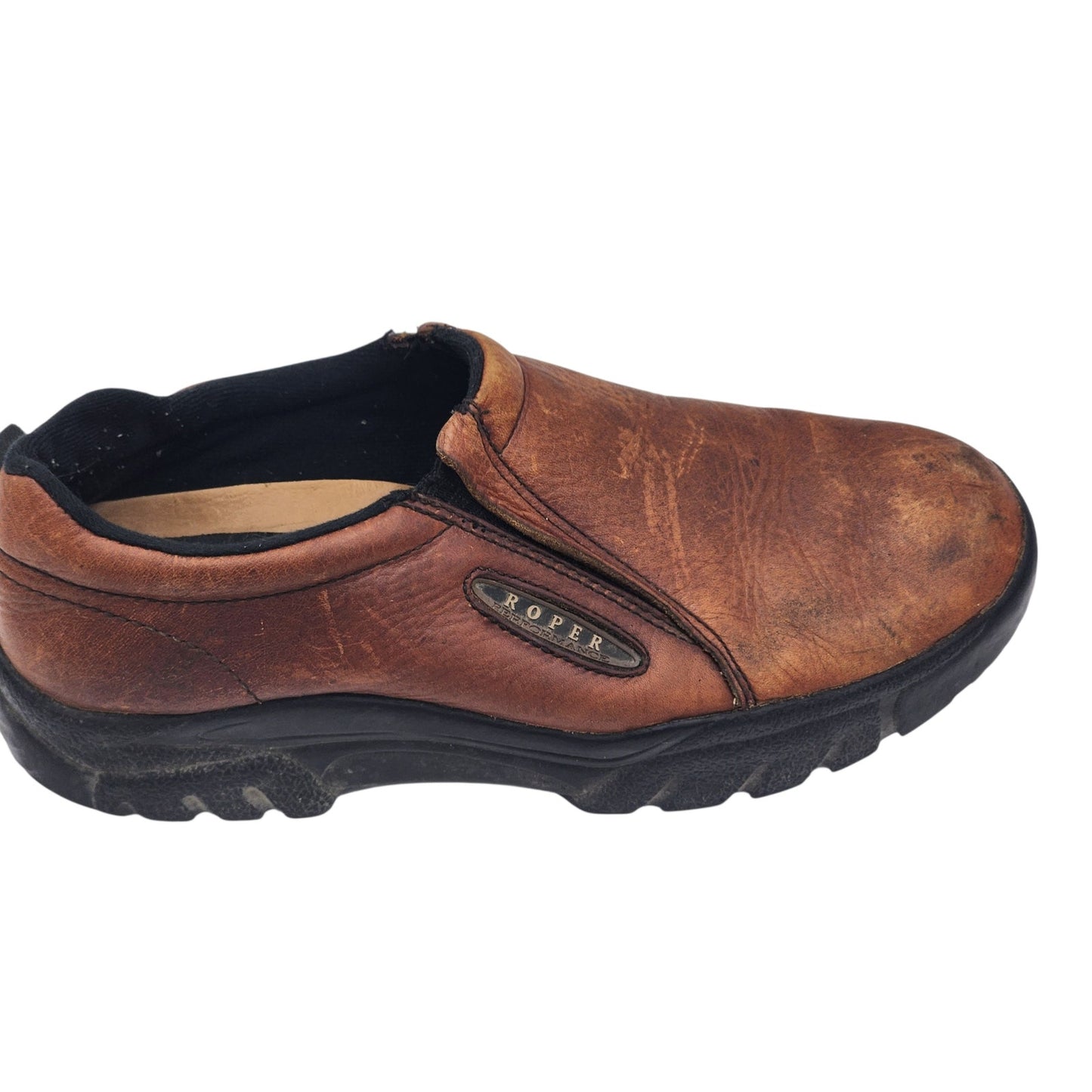 Roper Shoes Mens 12 Leather Slip On Performance Loafers Western 09-020-0601-0206