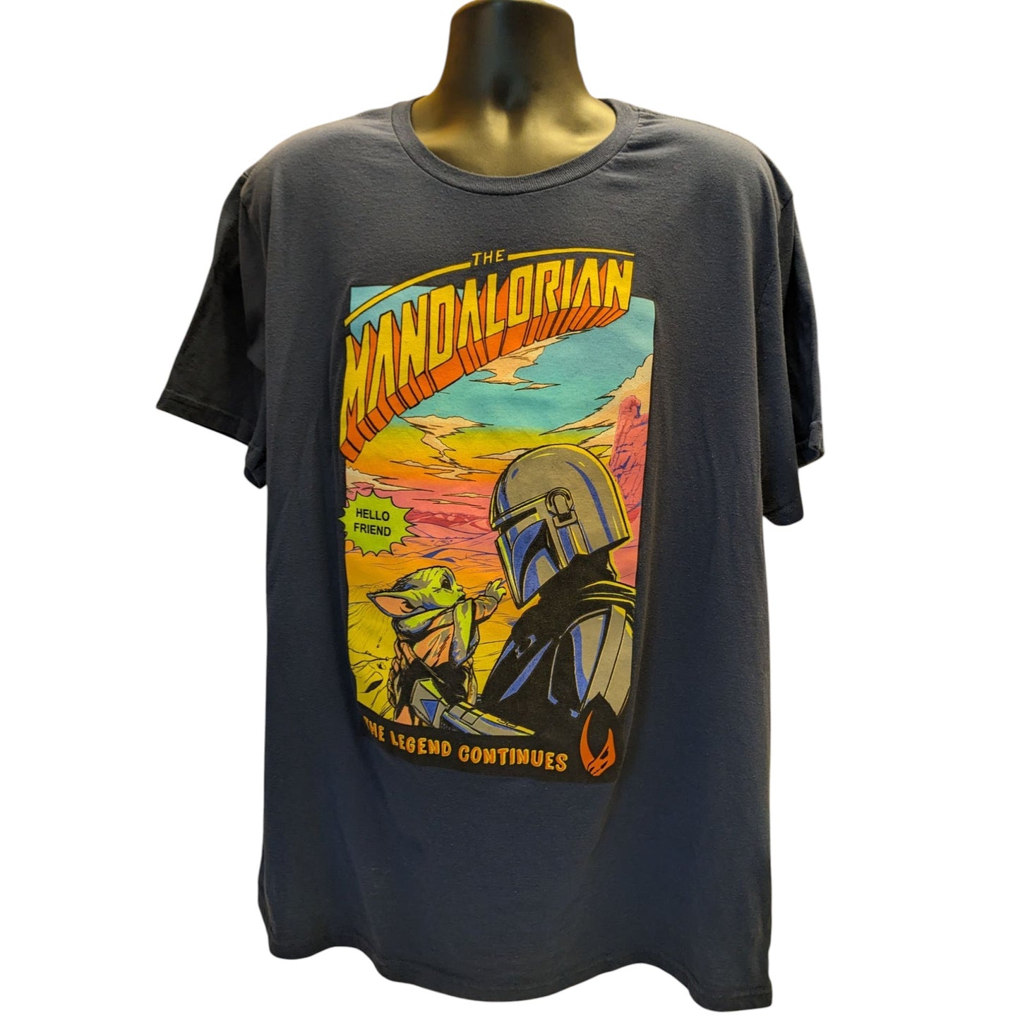 Disney Star Wars Mandalorian Men 2XL Short Sleeve Graphic Shirt Baby Yoda Grogu