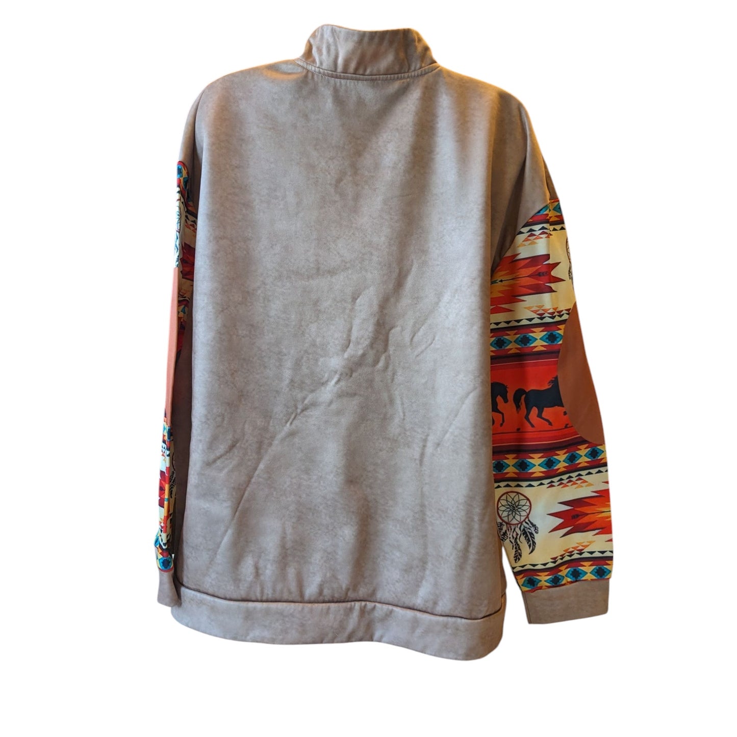Western Pullover Shirt Sweatshirt Men 3XL Long Sleeve Aztec Skull Southwest Boho