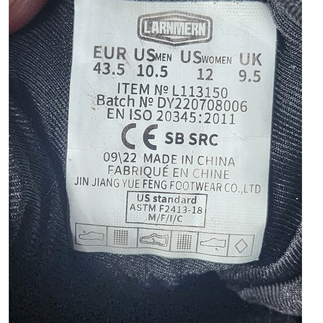 Larnmern Steel Toe Work Shoes Mens 10.5 Womens 12 Safety Sneakers ASTM F2413